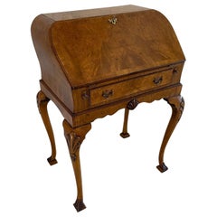 Antique Quality Burr Walnut Shaped Bureau