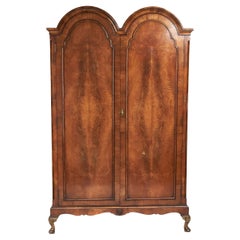 Antique Quality Burr Walnut Two Door Double Dome Wardrobe