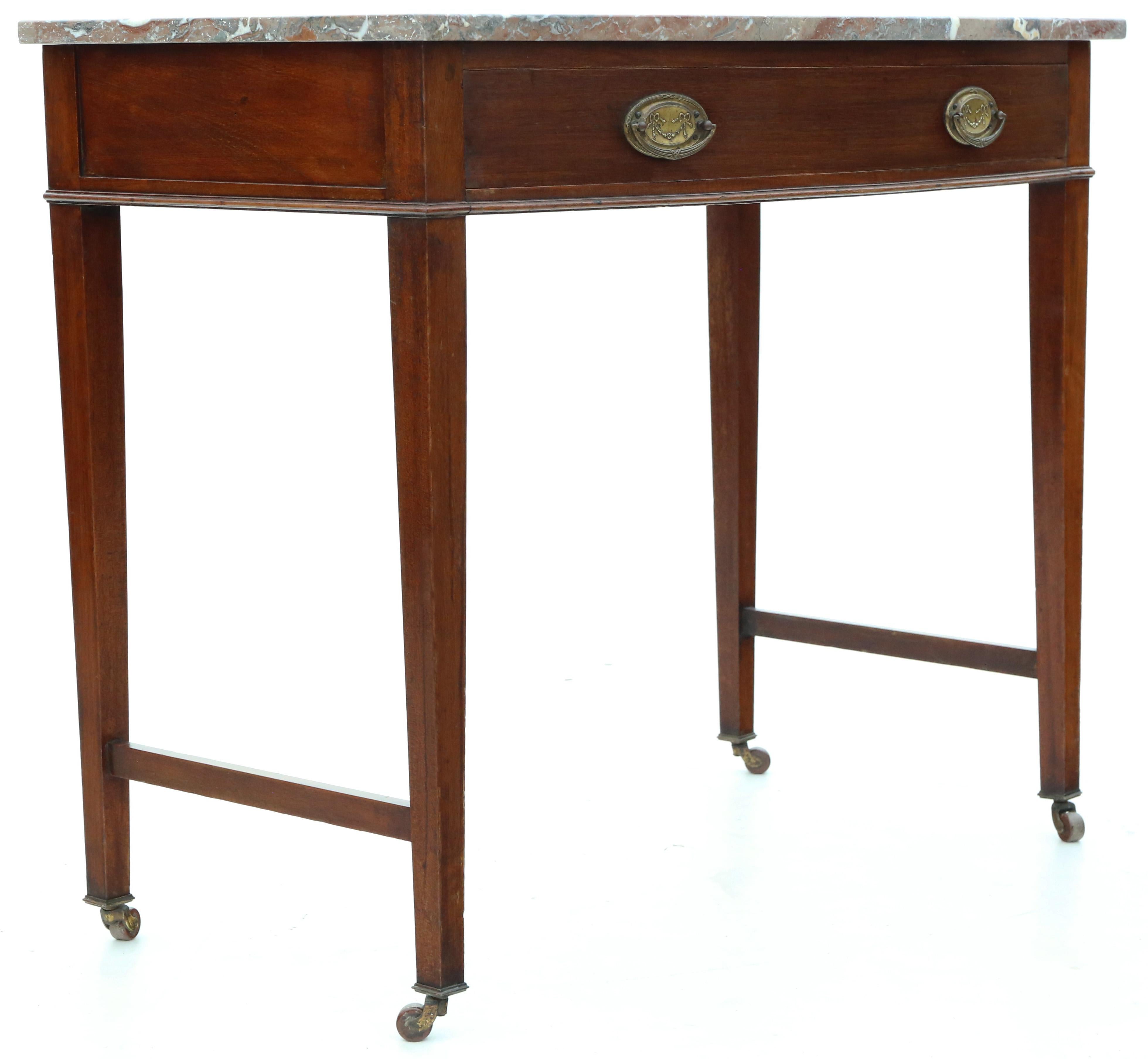 Early 20th Century Antique quality C1900 mahogany marble writing side dressing table desk washstand For Sale
