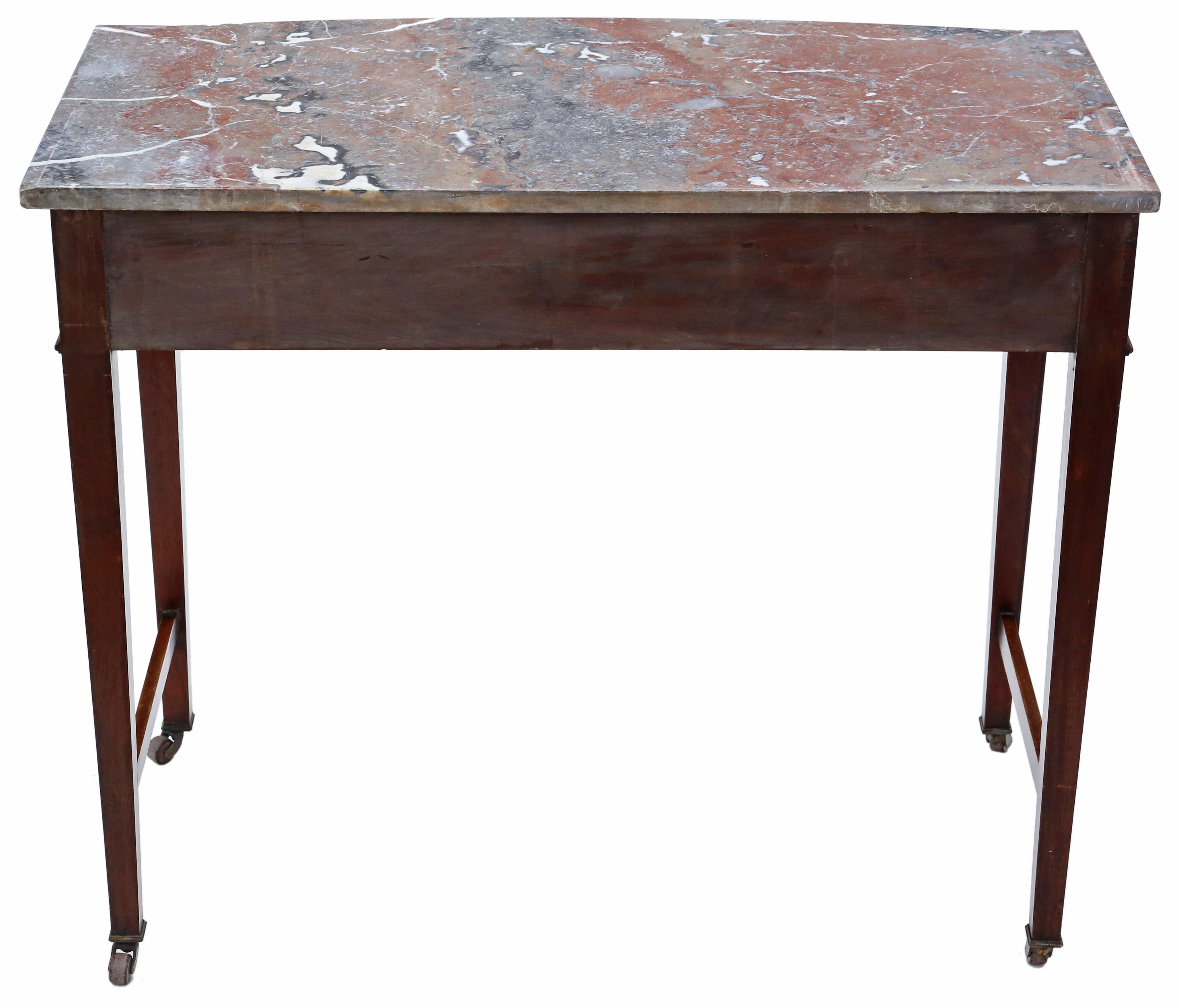 Antique quality C1900 mahogany marble writing side dressing table desk washstand For Sale 1