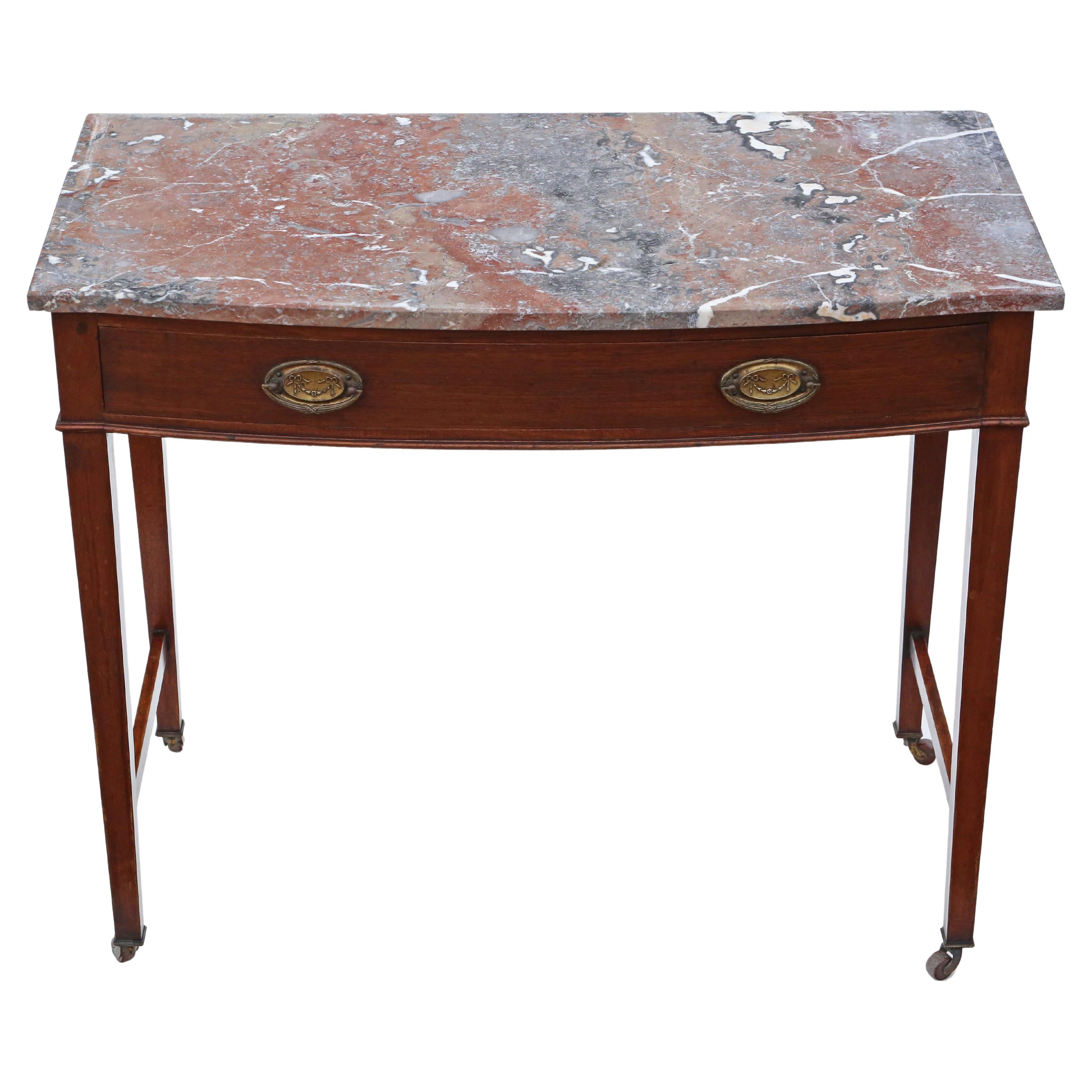 Antique quality C1900 mahogany marble writing side dressing table desk washstand For Sale