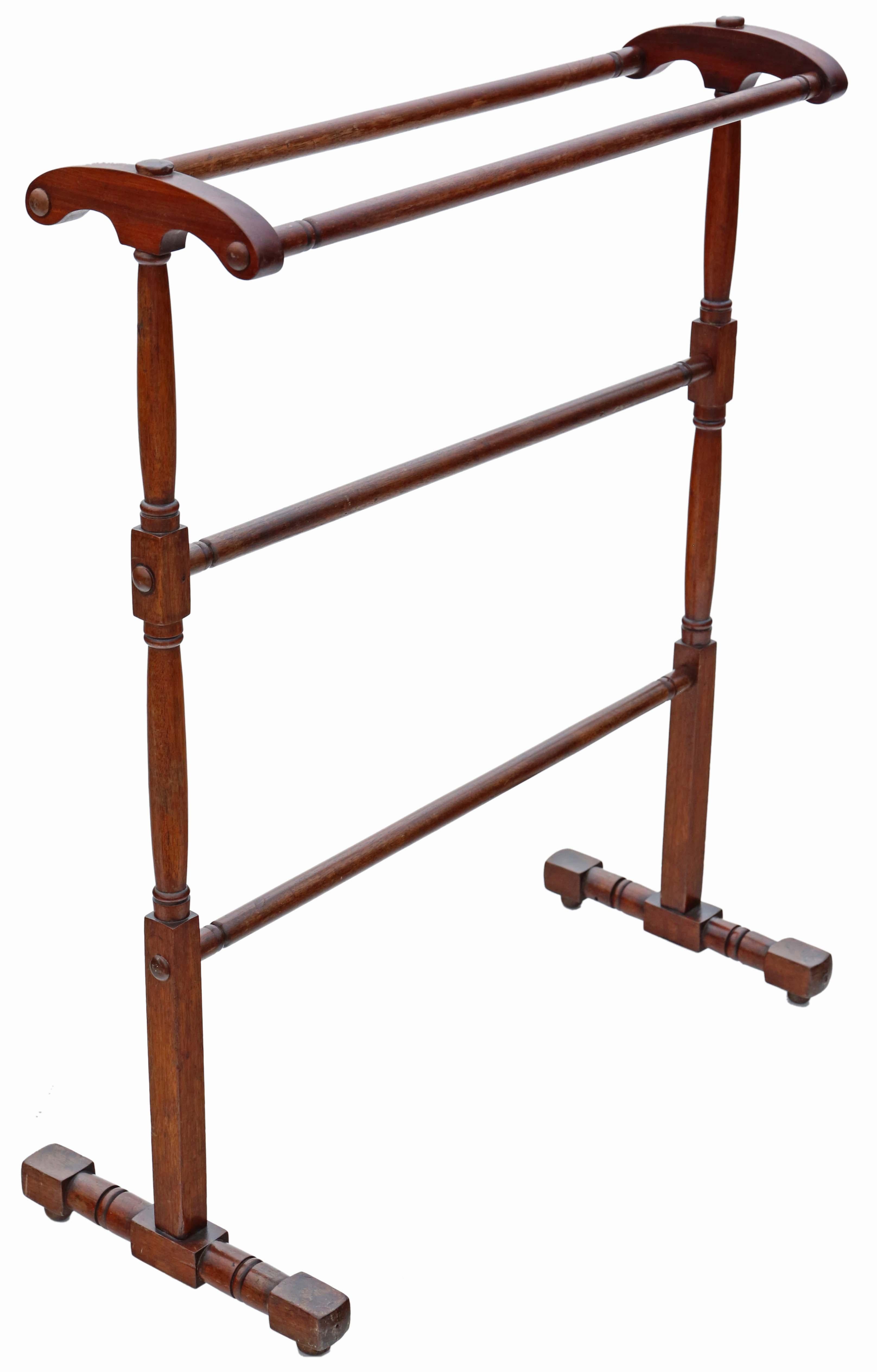Antique quality C1900 mahogany towel rail stand Art Nouveau In Good Condition In Wisbech, Cambridgeshire