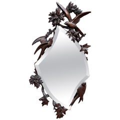 Miroir mural de la Forêt Noire sculpté de qualité, ancien et ancien avec Sculptures - Créoles sculptées