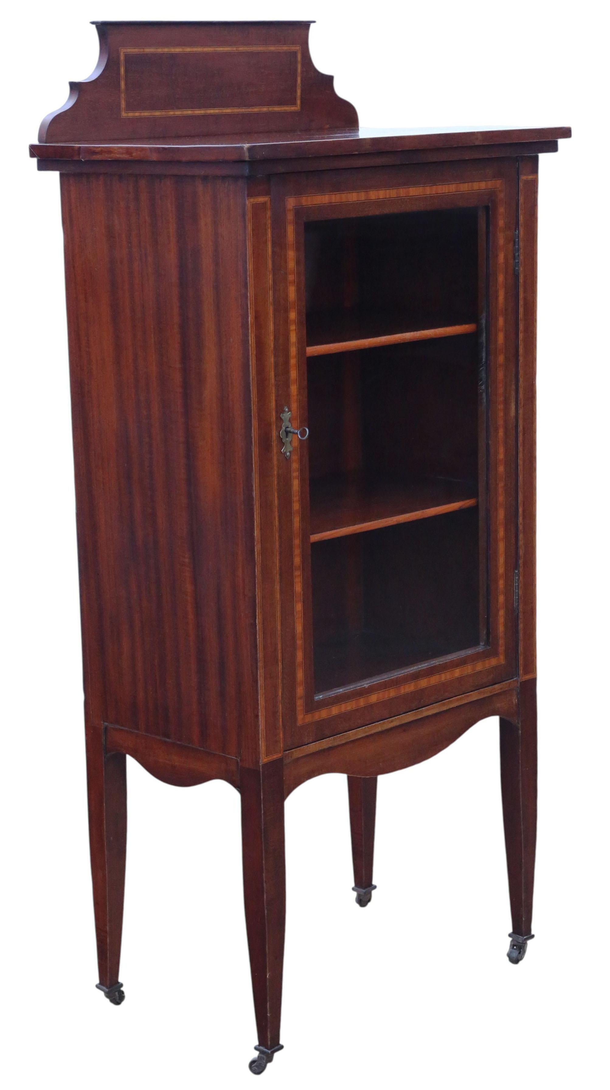 Britannico Antique Quality Edwardian c.1910 Inlaid Mahogany Display Cabinet / Bookcase in vendita