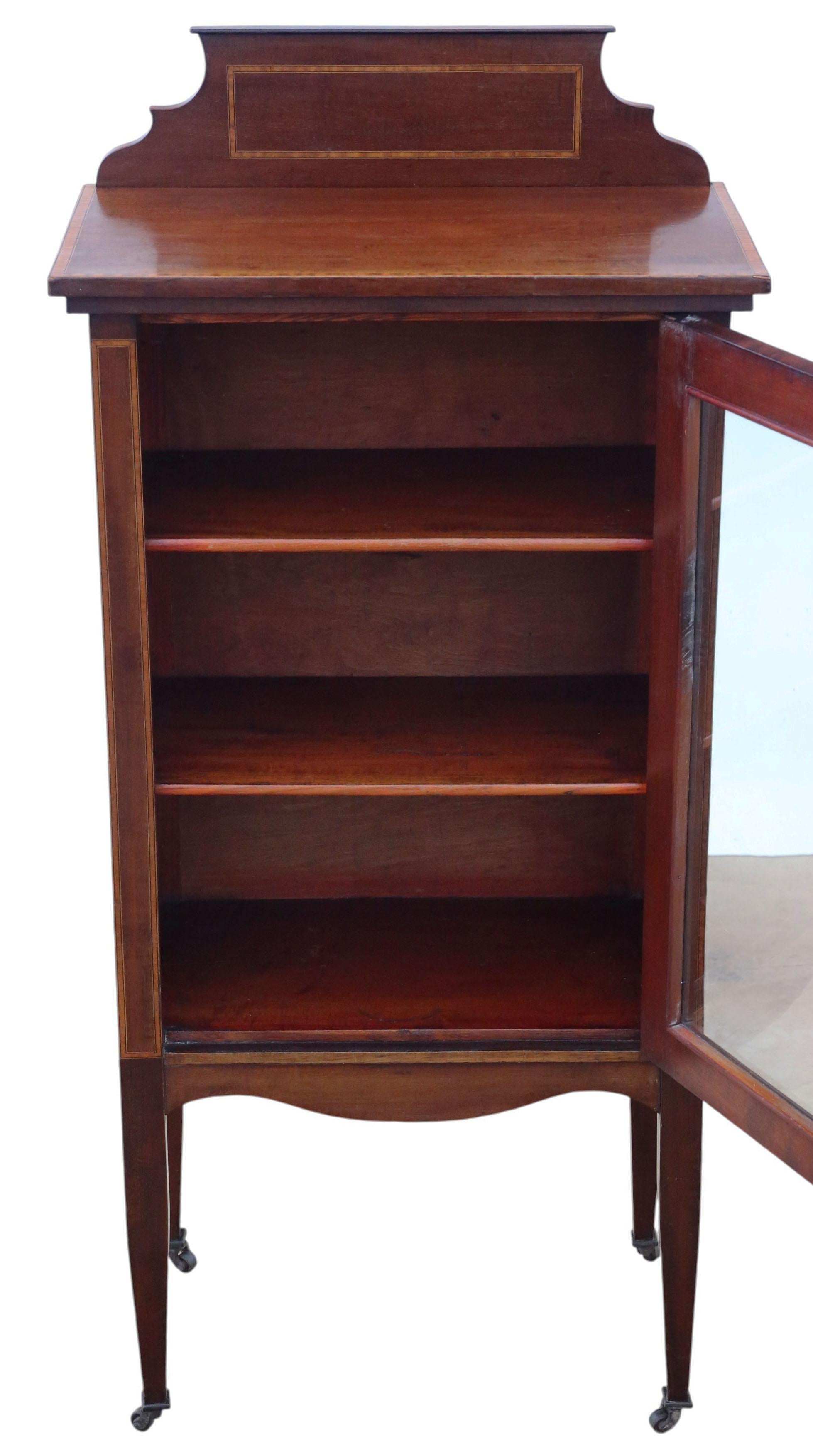 Antique Quality Edwardian c.1910 Inlaid Mahogany Display Cabinet / Bookcase In condizioni buone in vendita a Wisbech, Cambridgeshire
