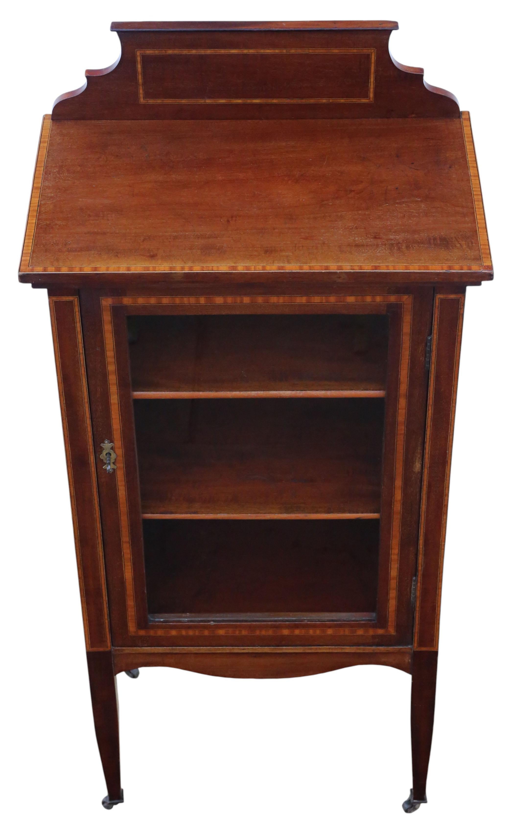 Inizio XX secolo Antique Quality Edwardian c.1910 Inlaid Mahogany Display Cabinet / Bookcase in vendita