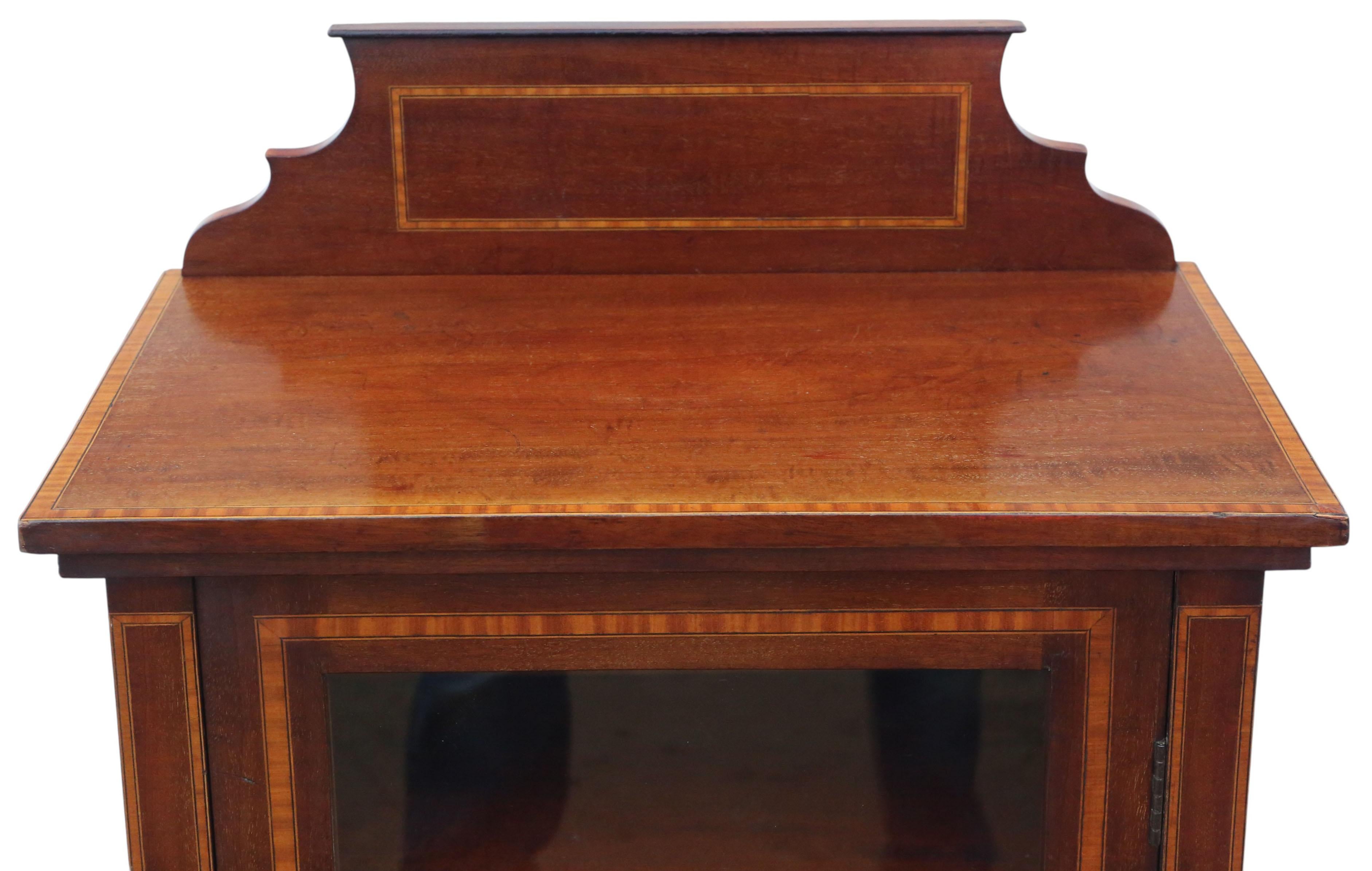 Legno Antique Quality Edwardian c.1910 Inlaid Mahogany Display Cabinet / Bookcase in vendita