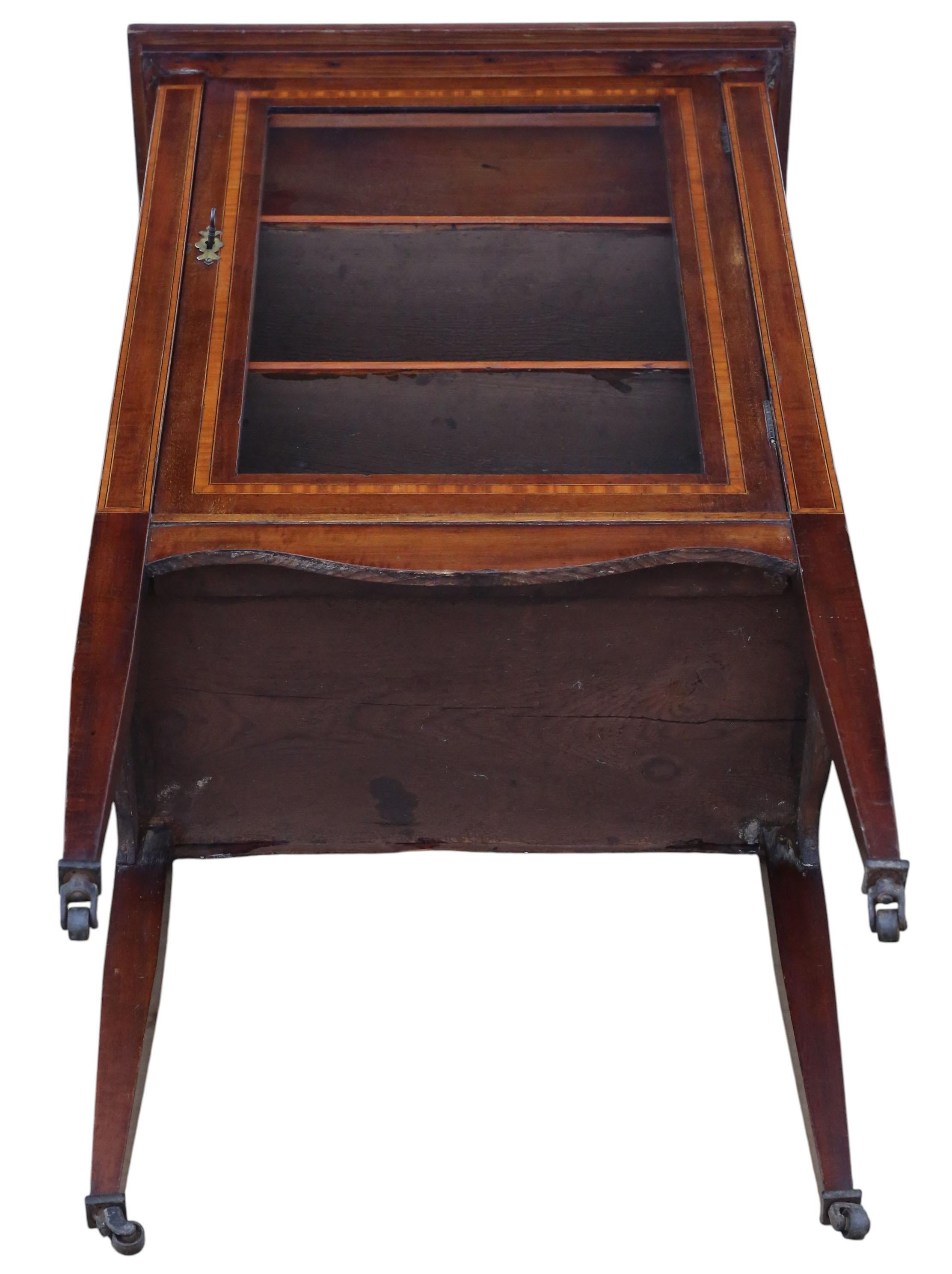 Antique Quality Edwardian c.1910 Inlaid Mahogany Display Cabinet / Bookcase in vendita 2