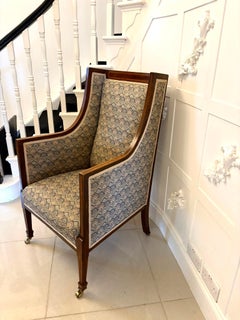 Antique Quality Edwardian Mahogany Bergère Style Wing Armchair