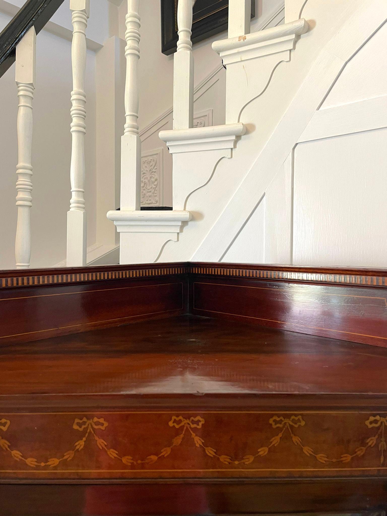 Antique Quality Edwardian Mahogany Inlaid Corner Cabinet For Sale 4