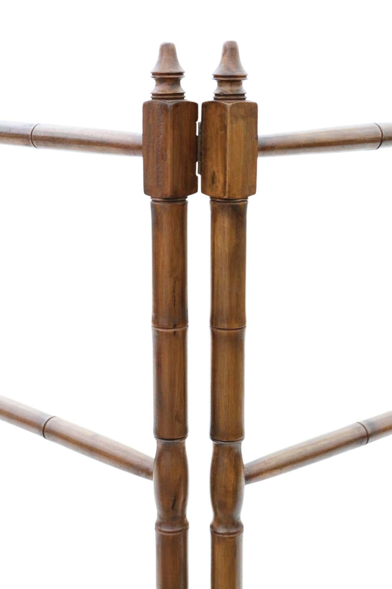 Early 20th Century Antique Quality Faux Bamboo Towel Rail Clothes Horse Stand c.1900
