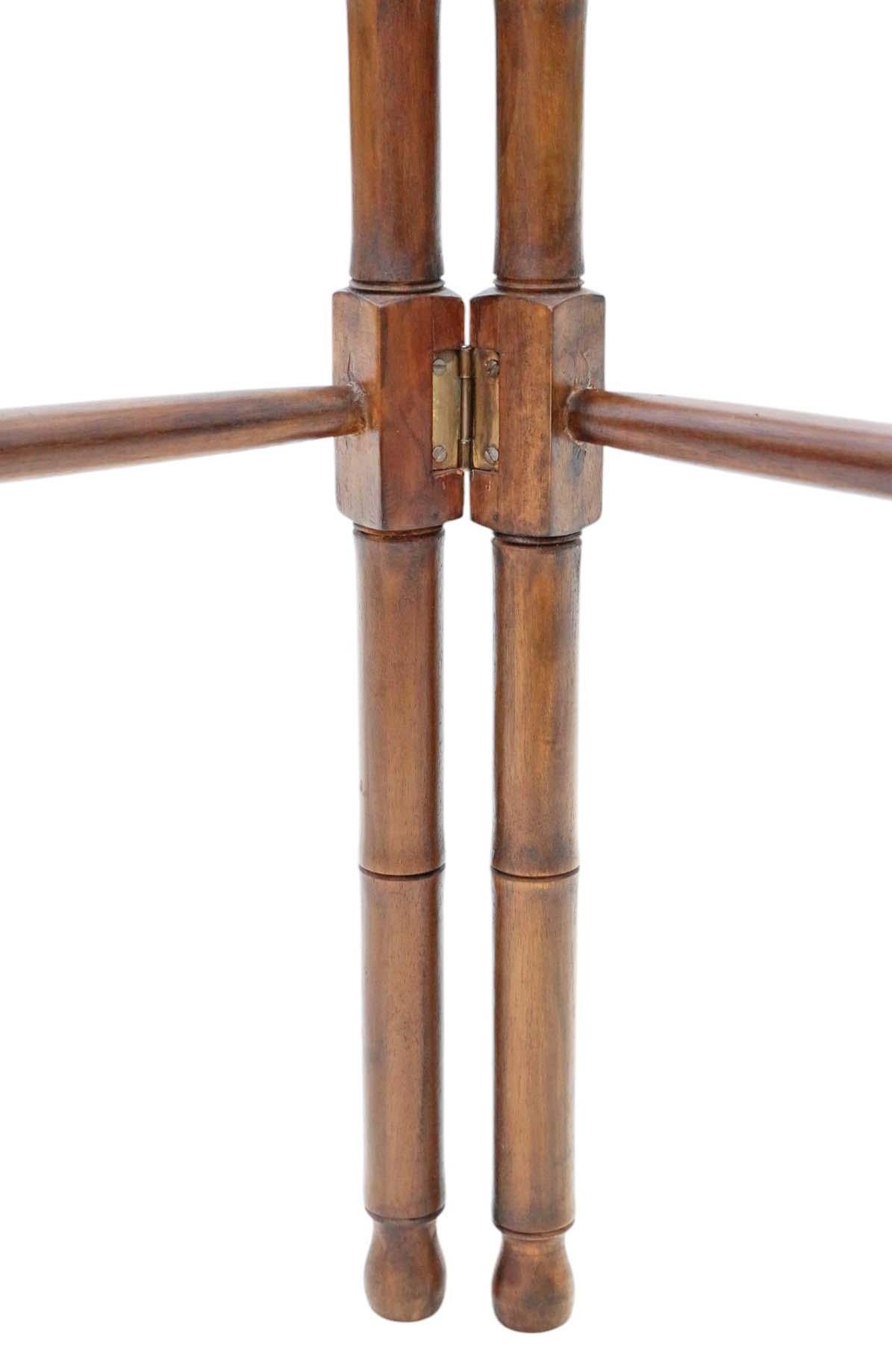 Wood Antique Quality Faux Bamboo Towel Rail Clothes Horse Stand c.1900