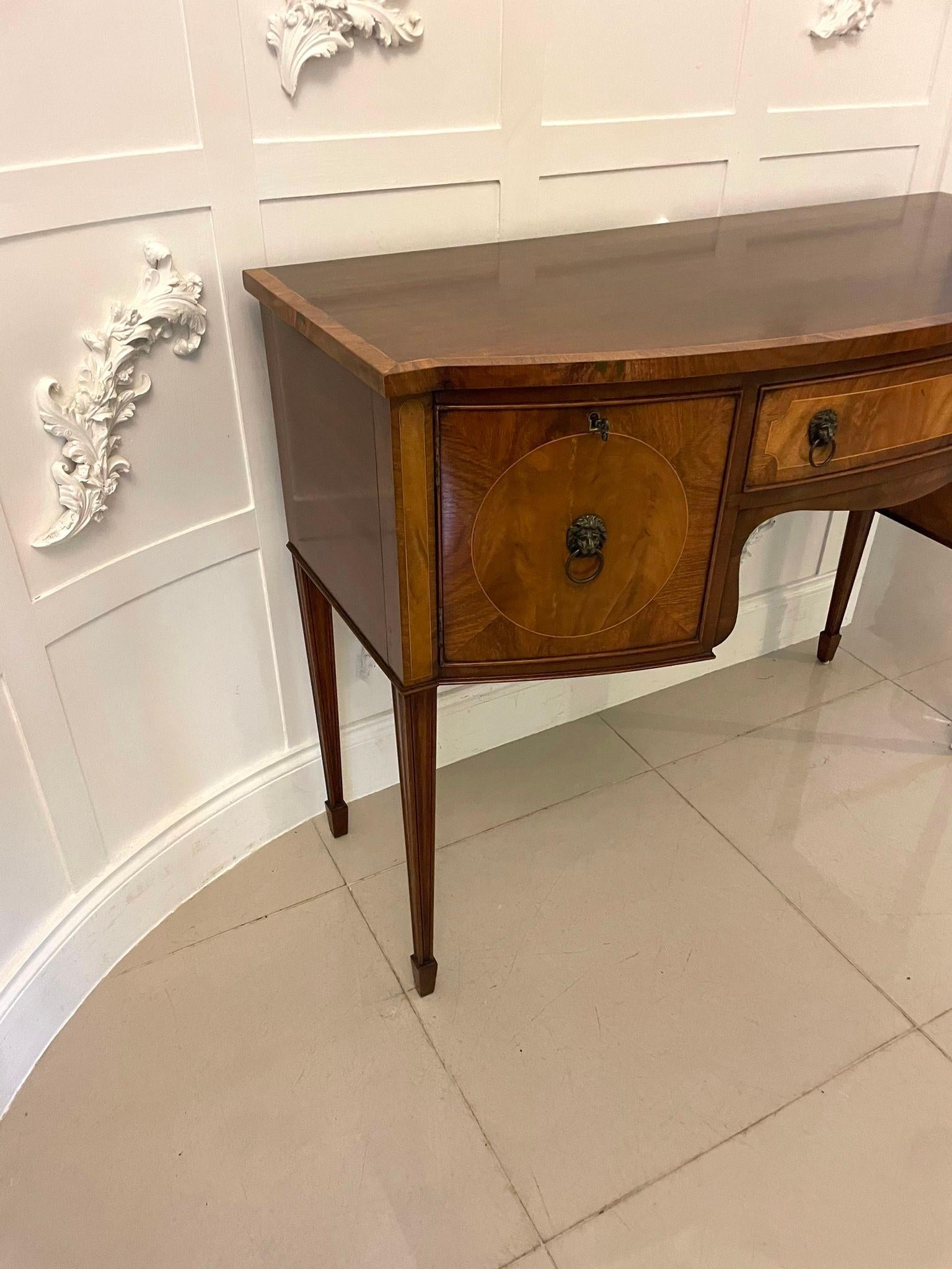 Antique Quality Figured Mahogany Bow Fronted Sideboard For Sale 4