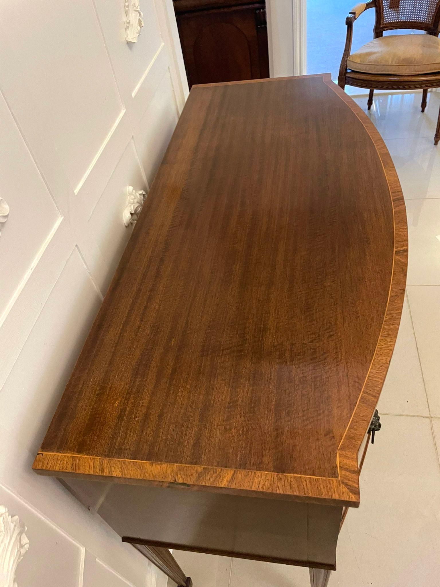 English Antique Quality Figured Mahogany Bow Fronted Sideboard For Sale