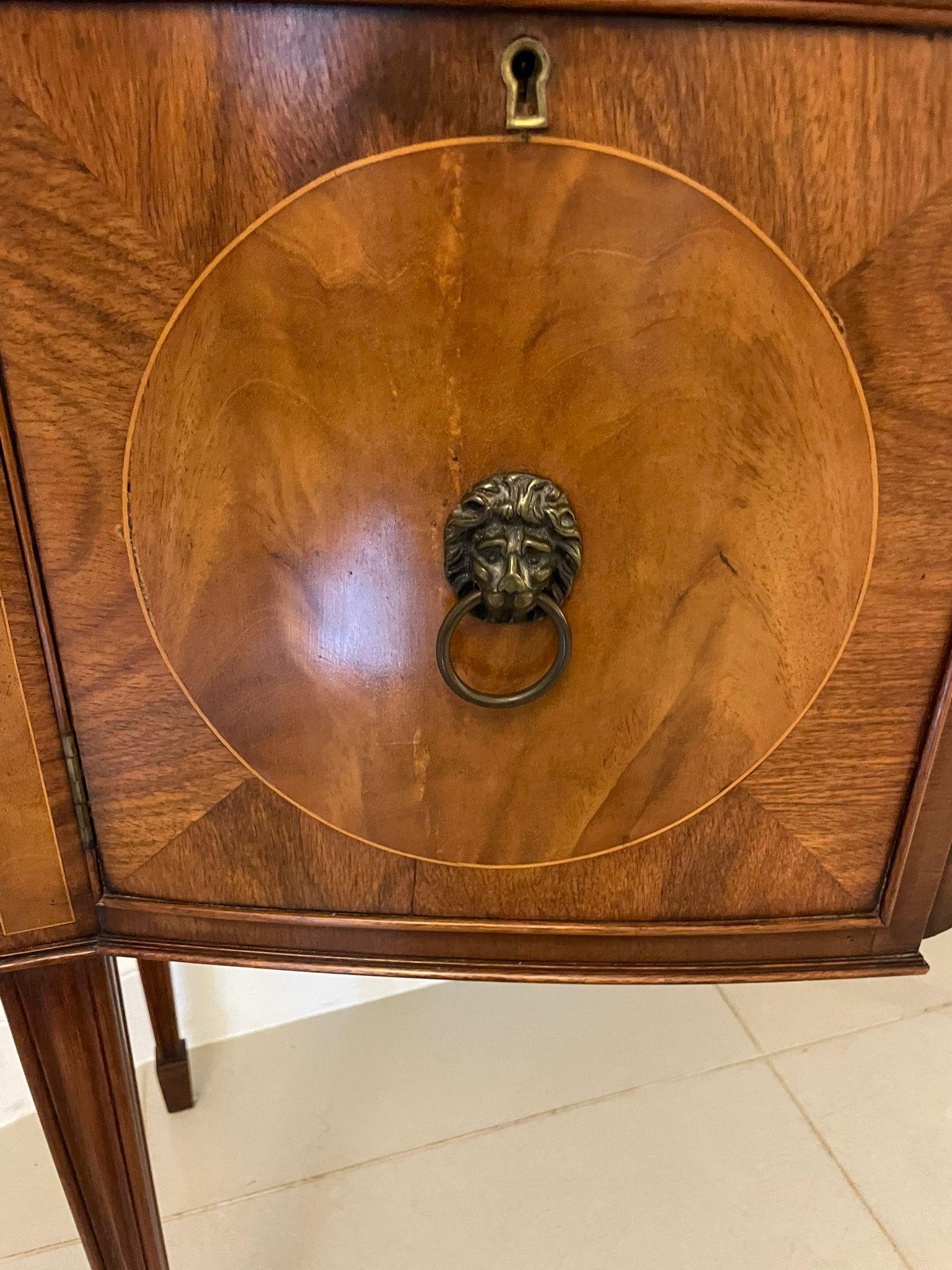 Antique Quality Figured Mahogany Bow Fronted Sideboard In Good Condition For Sale In Suffolk, GB