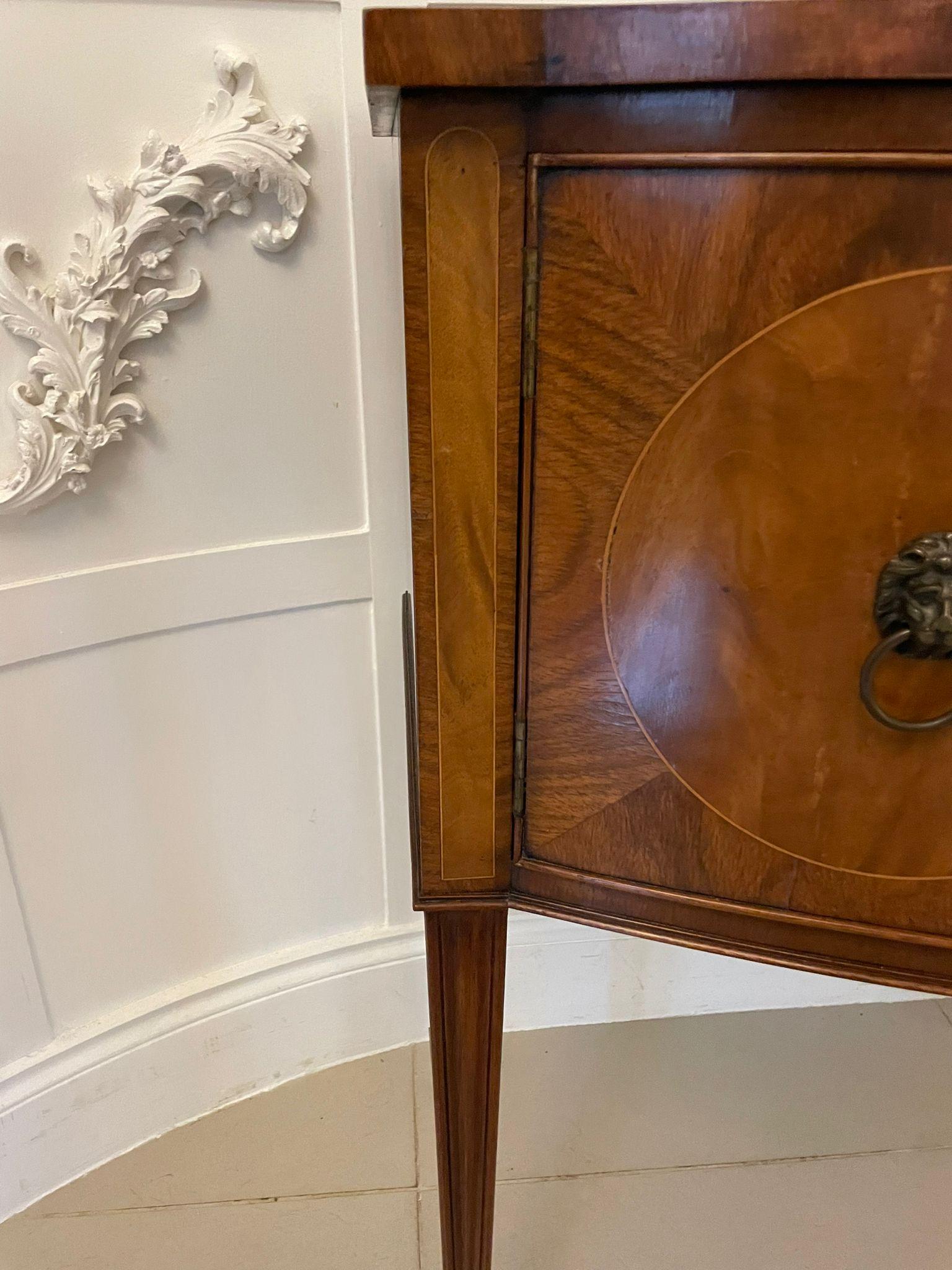 Antique Quality Figured Mahogany Bow Fronted Sideboard For Sale 3