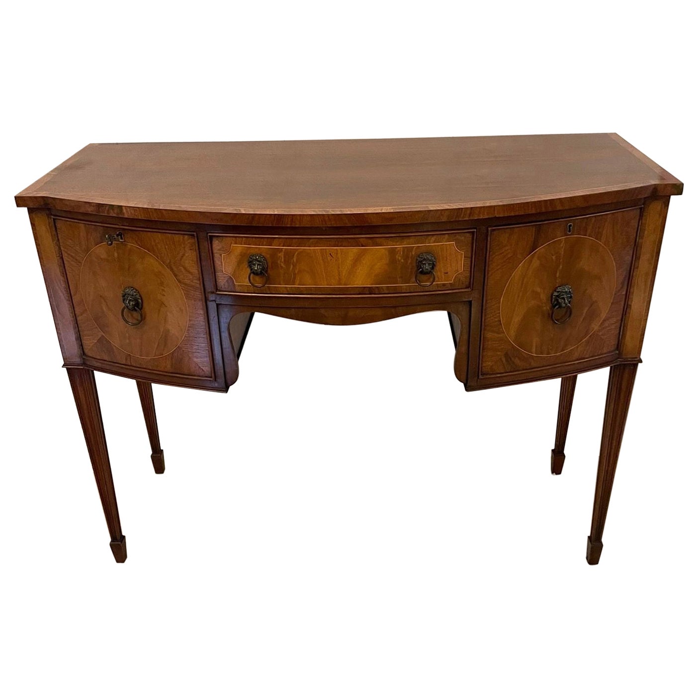Antique Quality Figured Mahogany Bow Fronted Sideboard