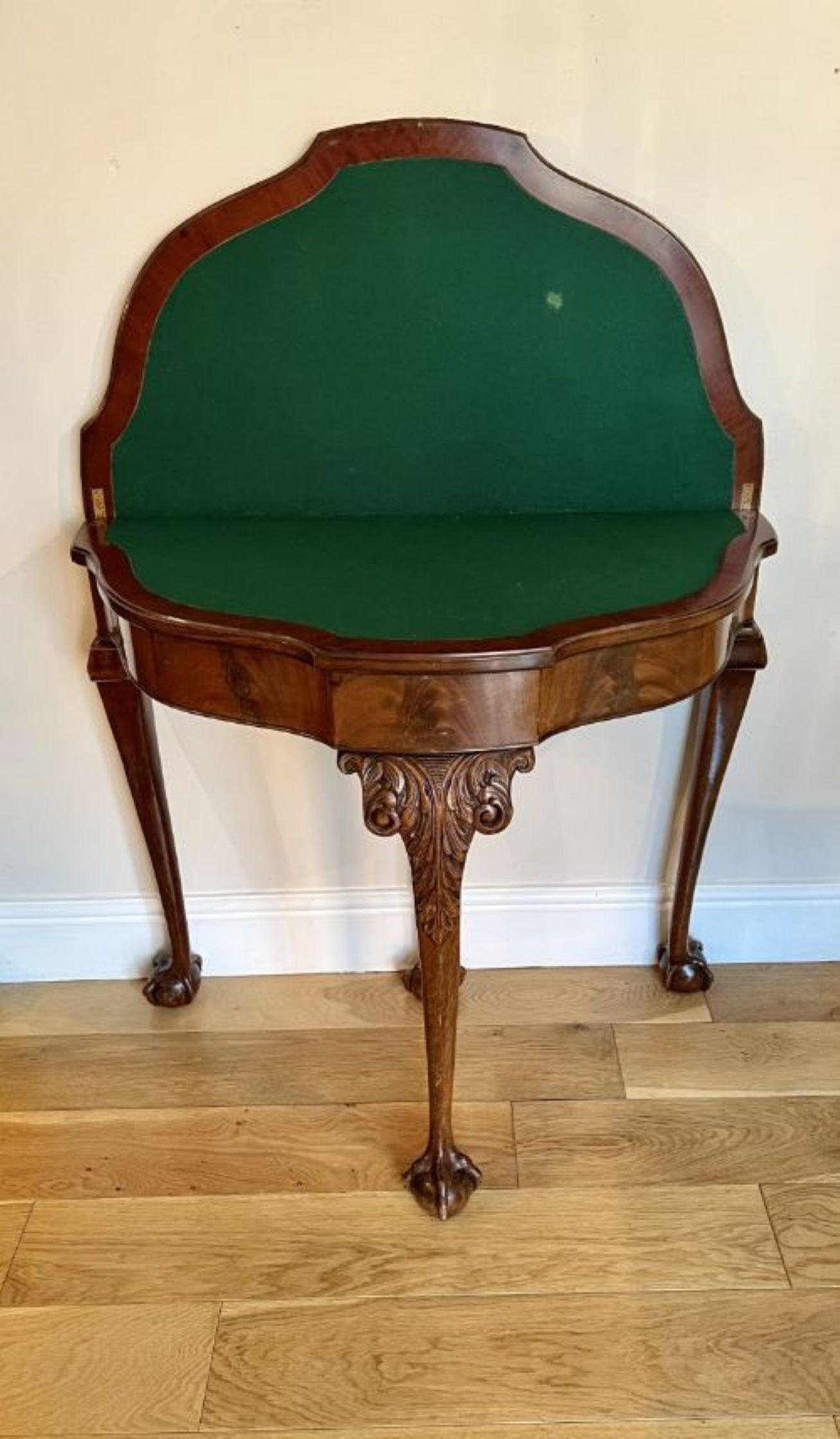 20th Century Antique Quality figured walnut card table (maple & co) For Sale