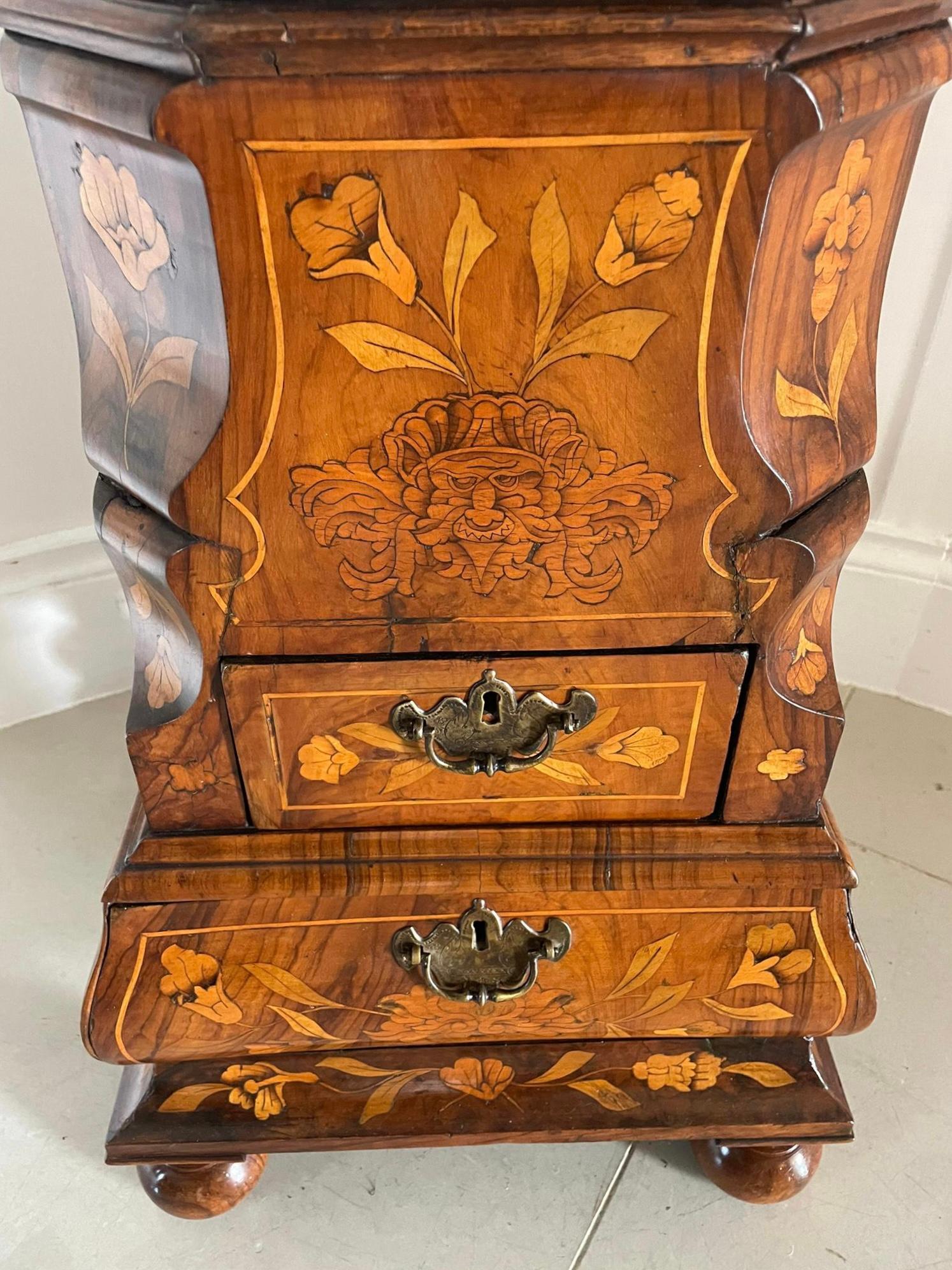 Antique Quality Floral Marquetry Burr Walnut Freestanding Champagne/Wine Cooler For Sale 7