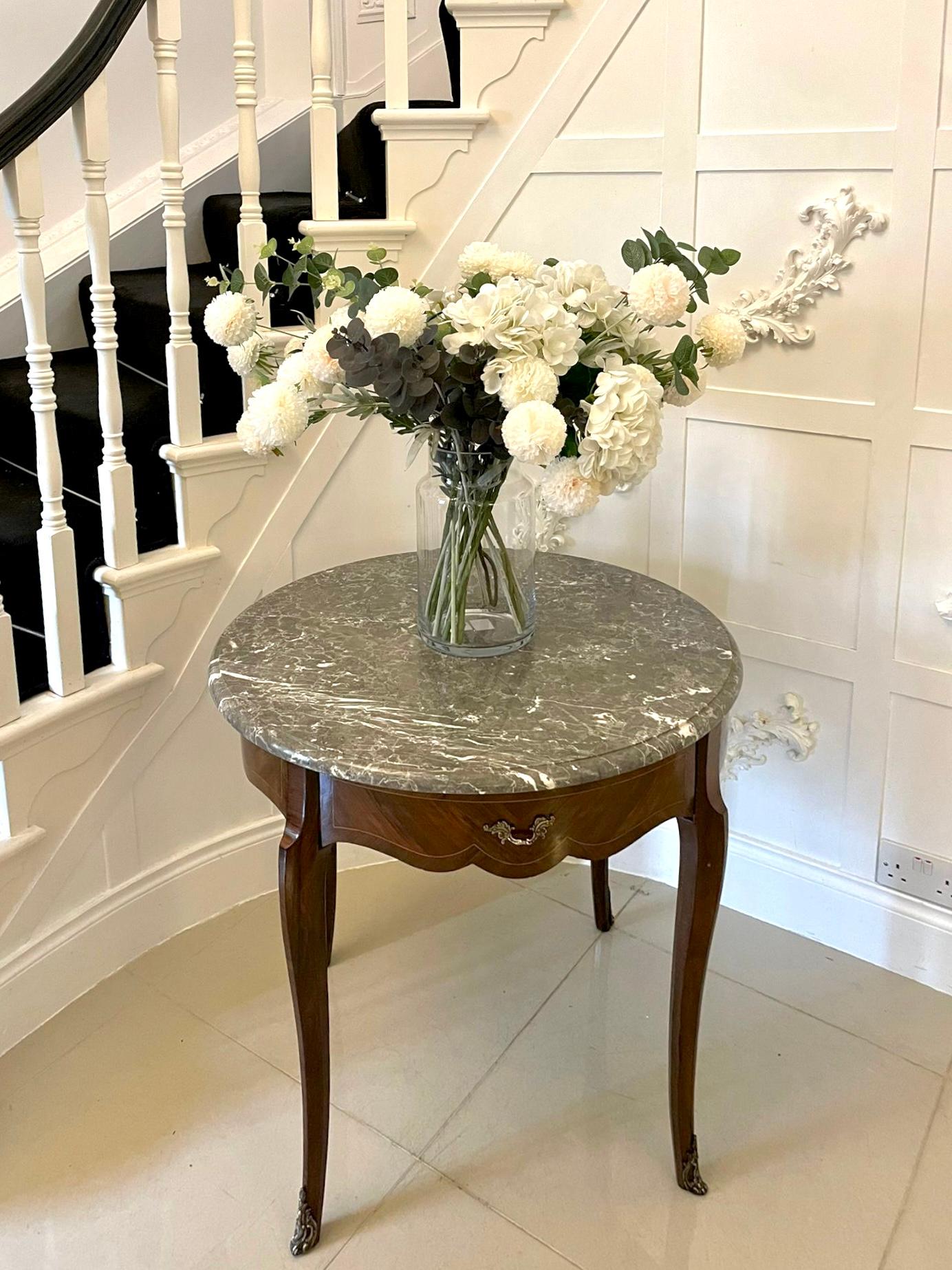 Antique Quality French Freestanding Kingwood Marble Top Centre/Lamp Table In Good Condition For Sale In Suffolk, GB