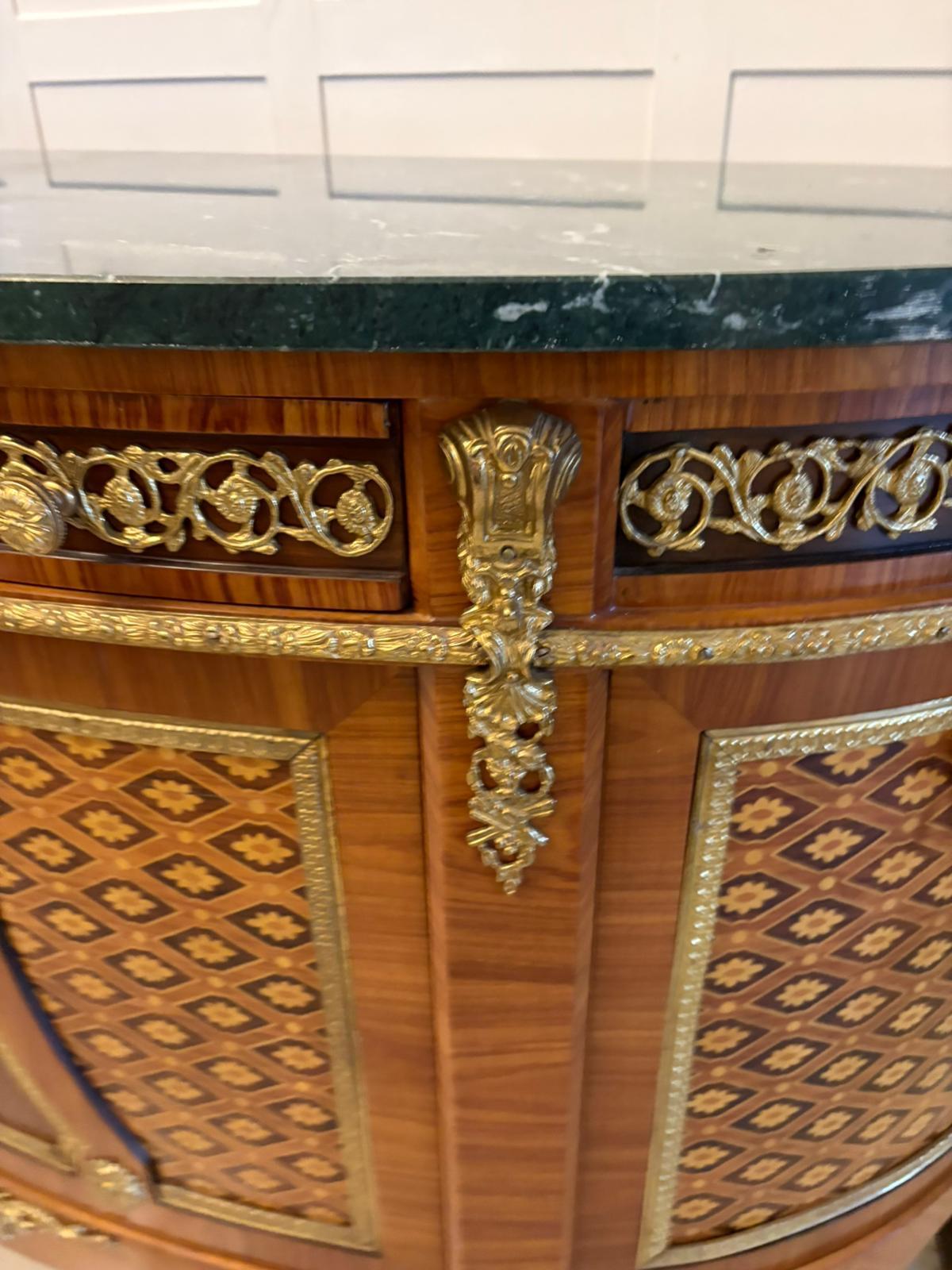 Antique Quality French Kingwood Marquetry and Parquetry Marble Top Sideboard For Sale 5