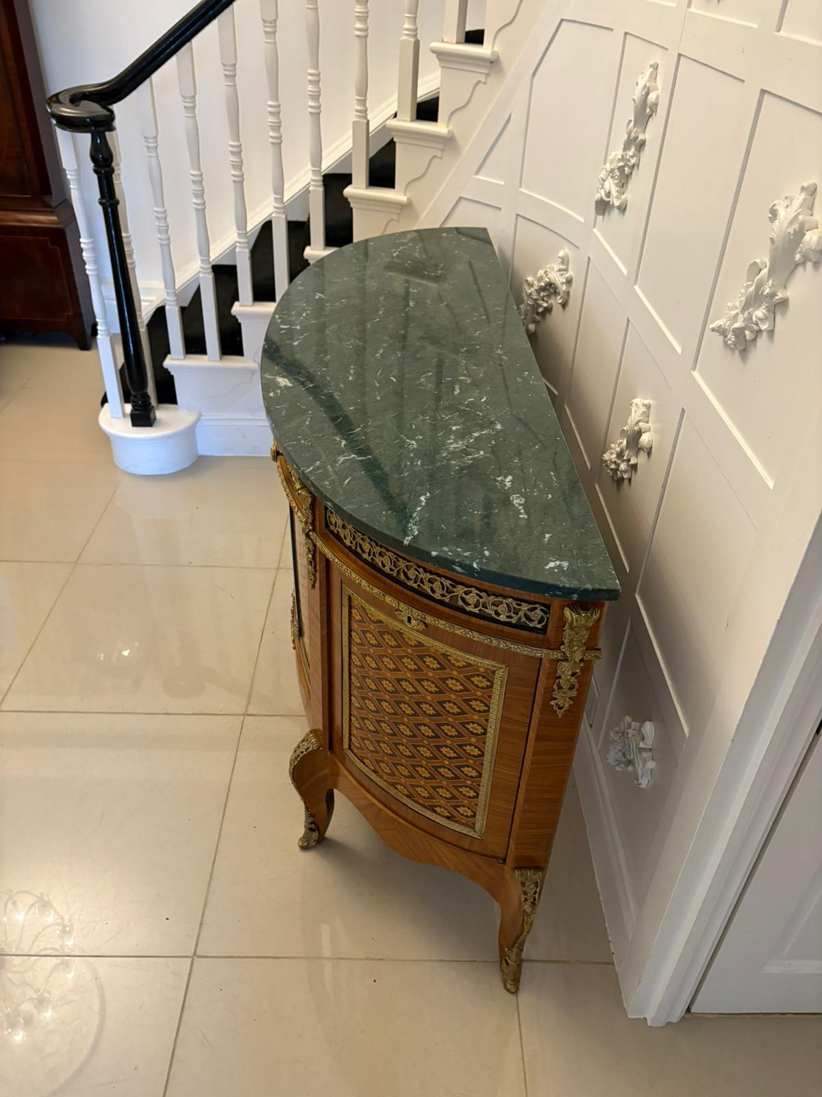 Antique Quality French Kingwood Marquetry and Parquetry Marble Top Sideboard In Good Condition For Sale In Suffolk, GB