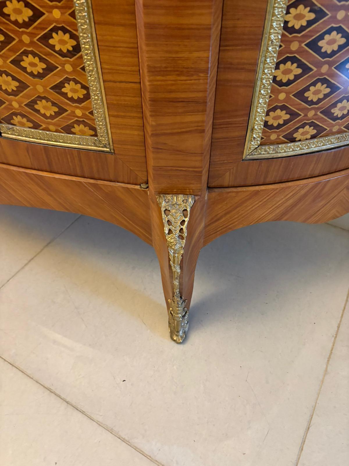 Antique Quality French Kingwood Marquetry and Parquetry Marble Top Sideboard For Sale 3