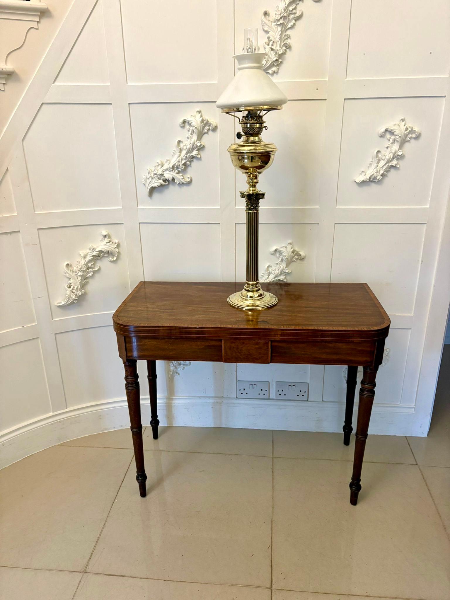 English Antique Quality George III Mahogany Inlaid Card Table For Sale