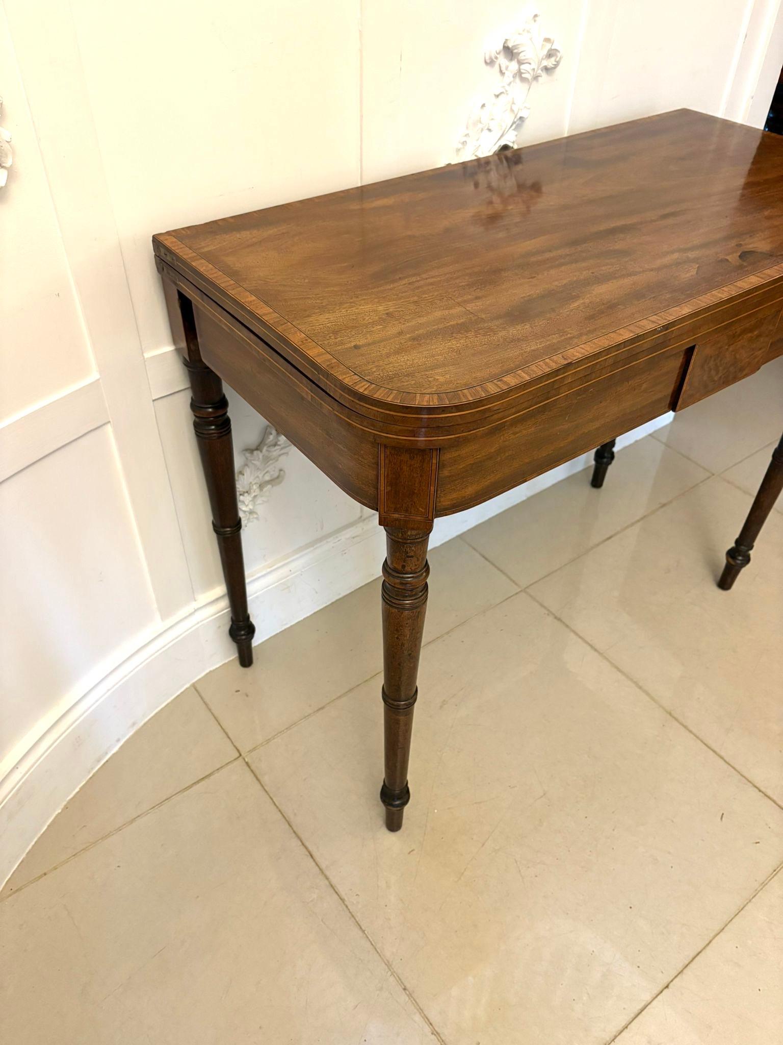 Antique Quality George III Mahogany Inlaid Card Table For Sale 2