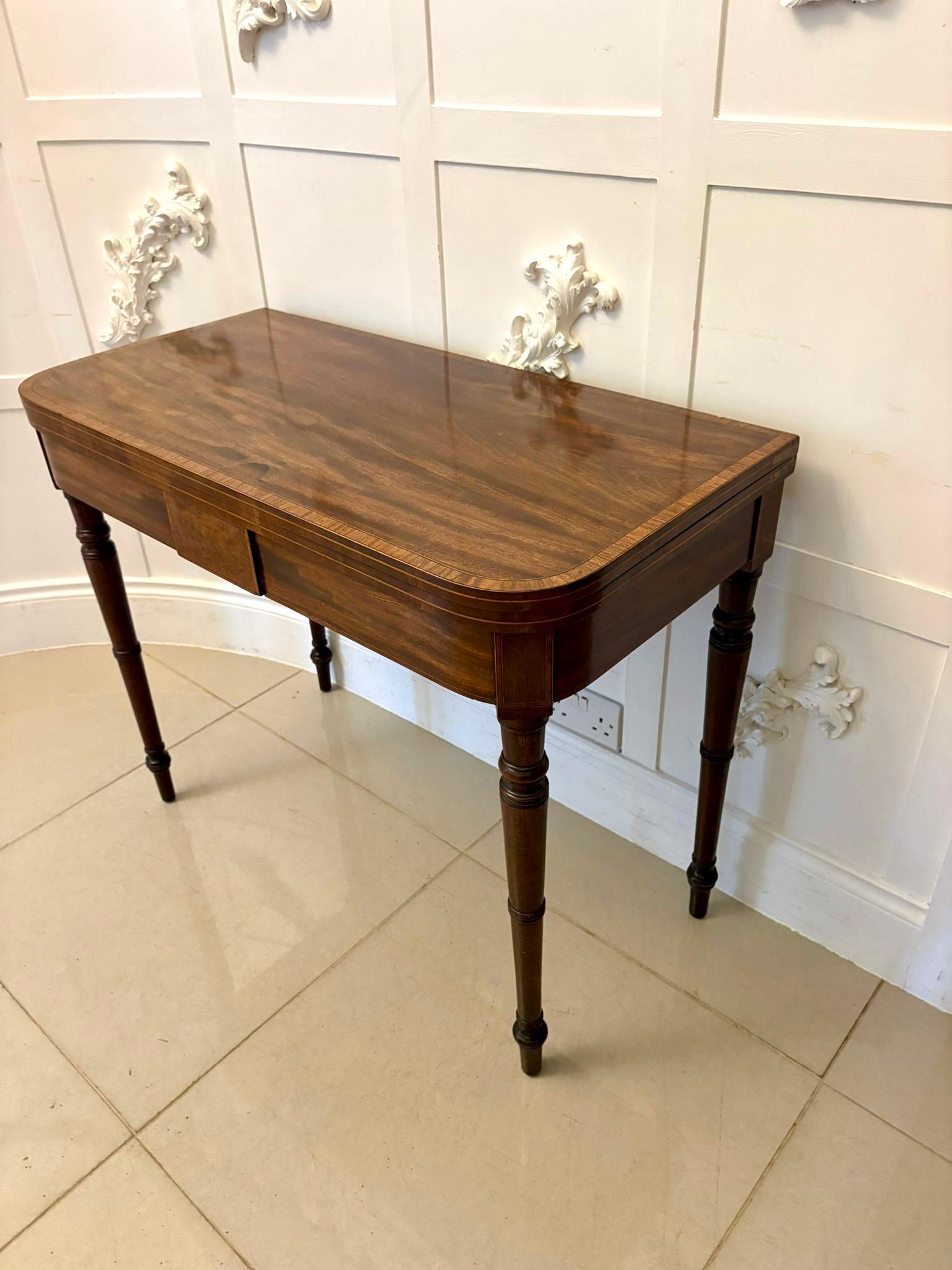Antique Quality George III Mahogany Inlaid Card Table For Sale 3