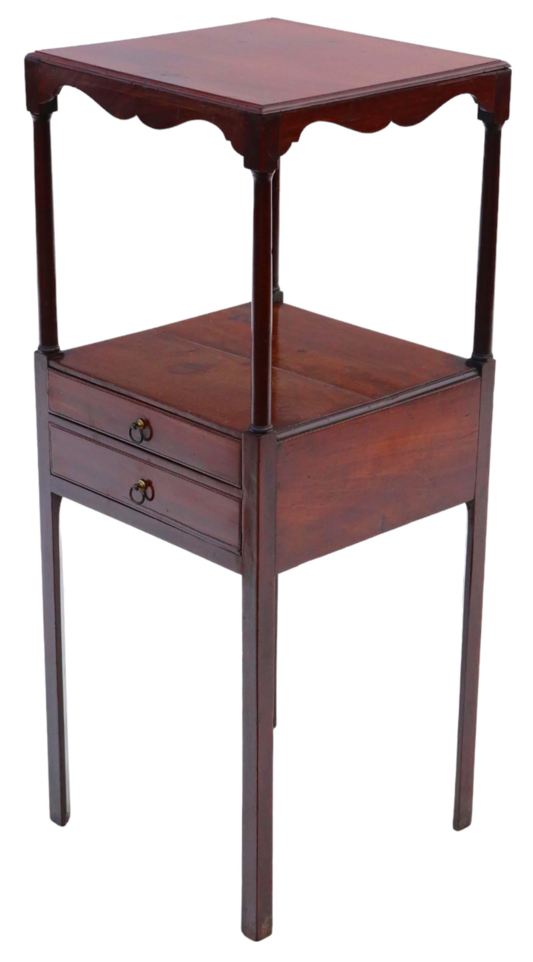Antique quality Georgian C1800 mahogany washstand bedside table nightstand In Good Condition For Sale In Wisbech, Cambridgeshire