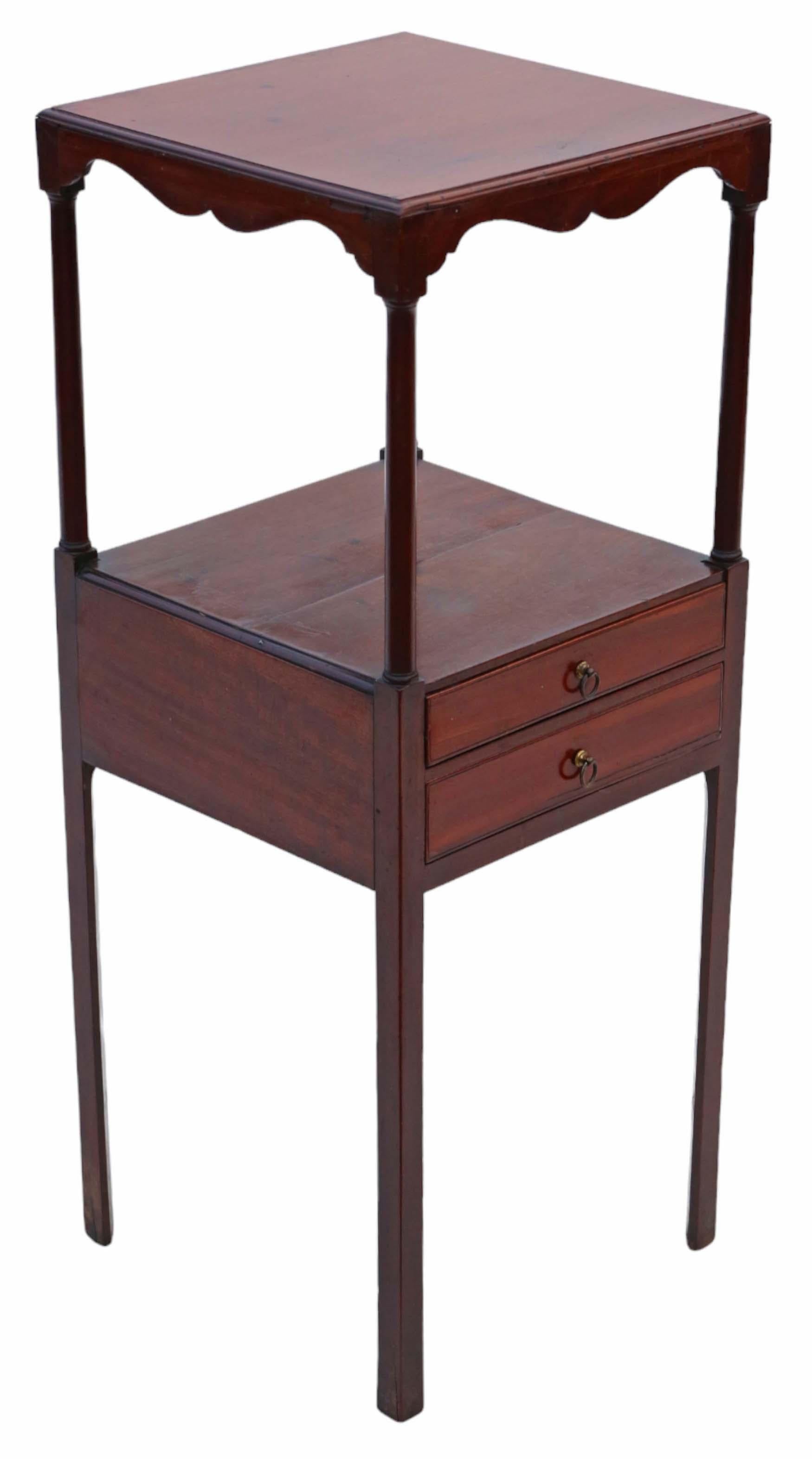 19th Century Antique quality Georgian C1800 mahogany washstand bedside table nightstand For Sale