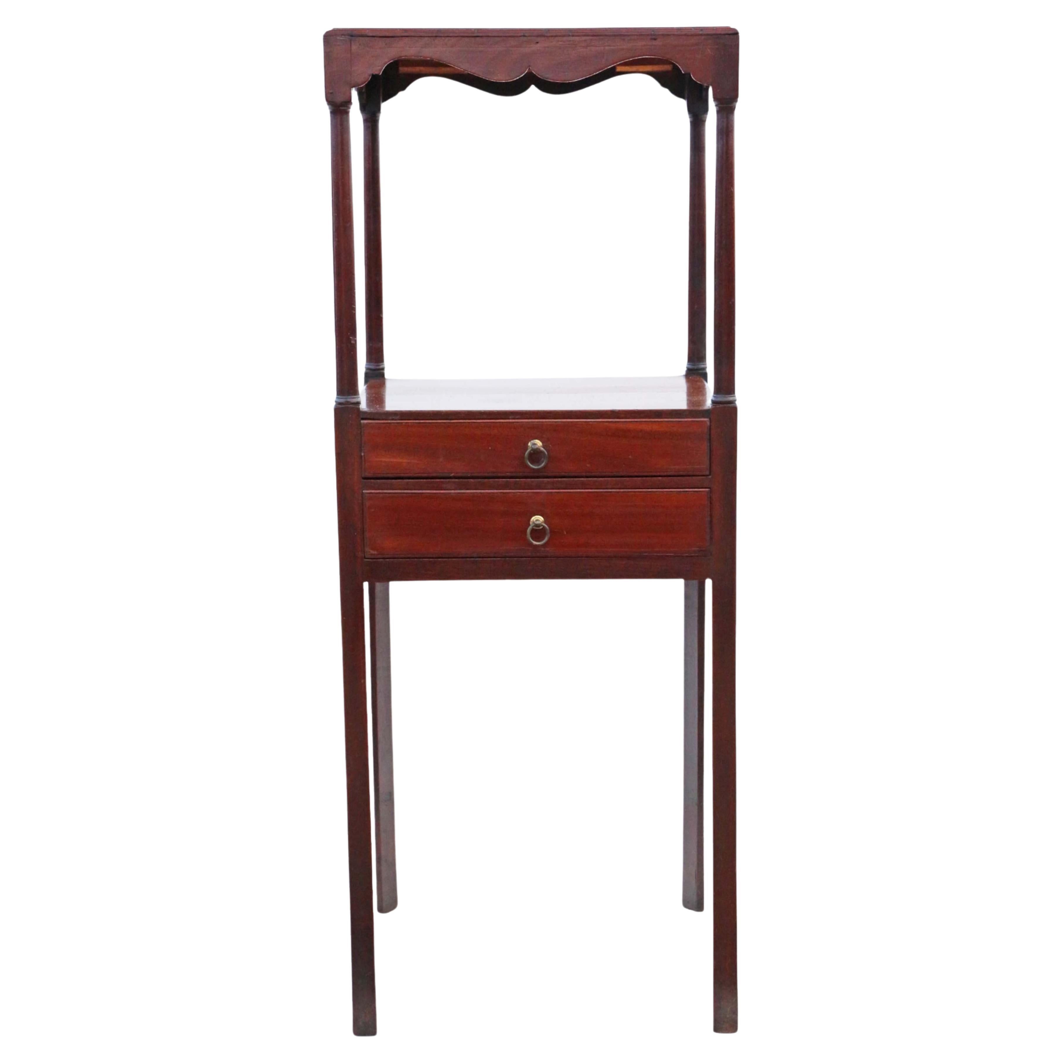 Antique quality Georgian C1800 mahogany washstand bedside table nightstand For Sale