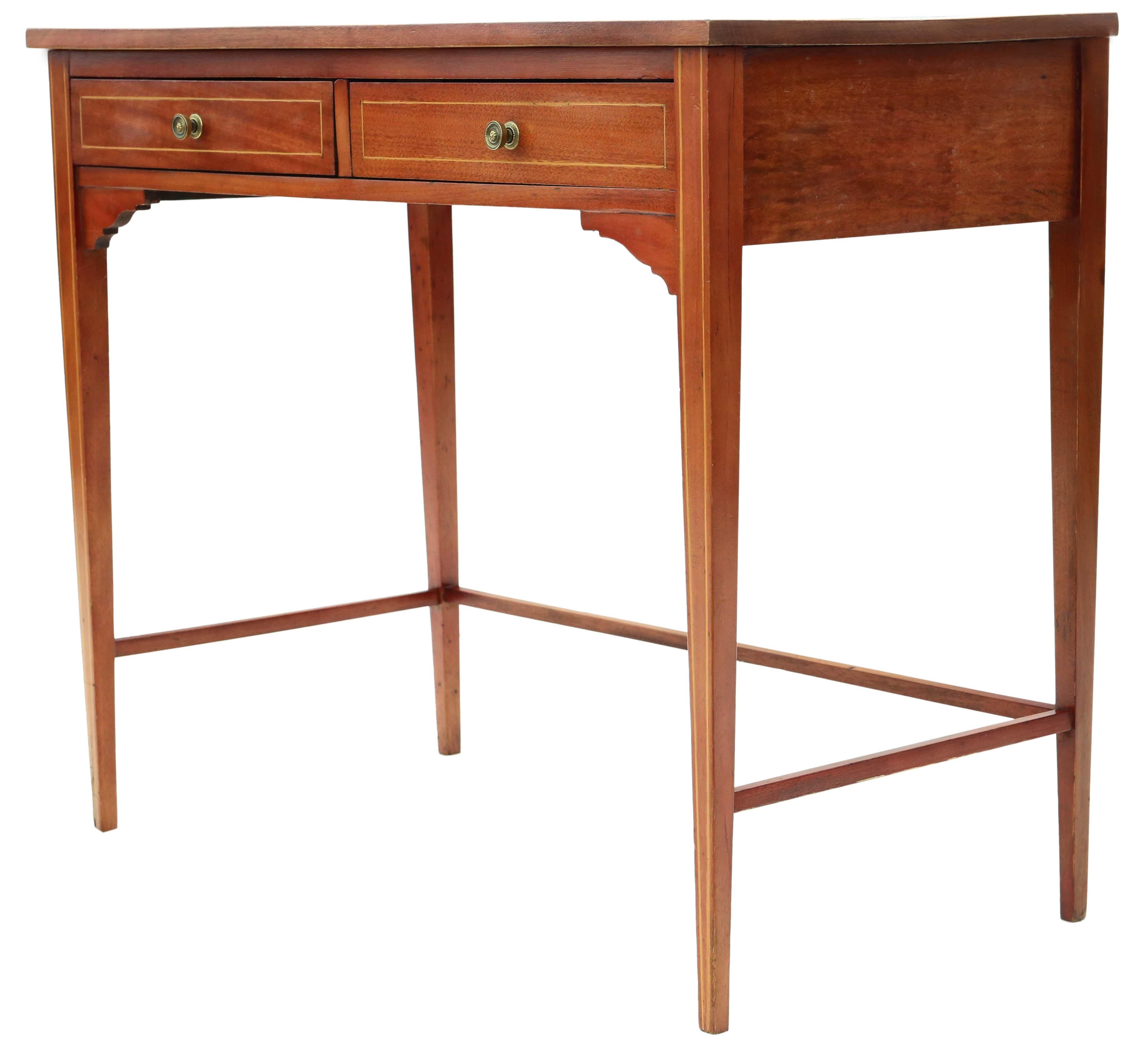 Early 20th Century Antique quality Georgian revival mahogany writing side dressing table desk C1905 For Sale