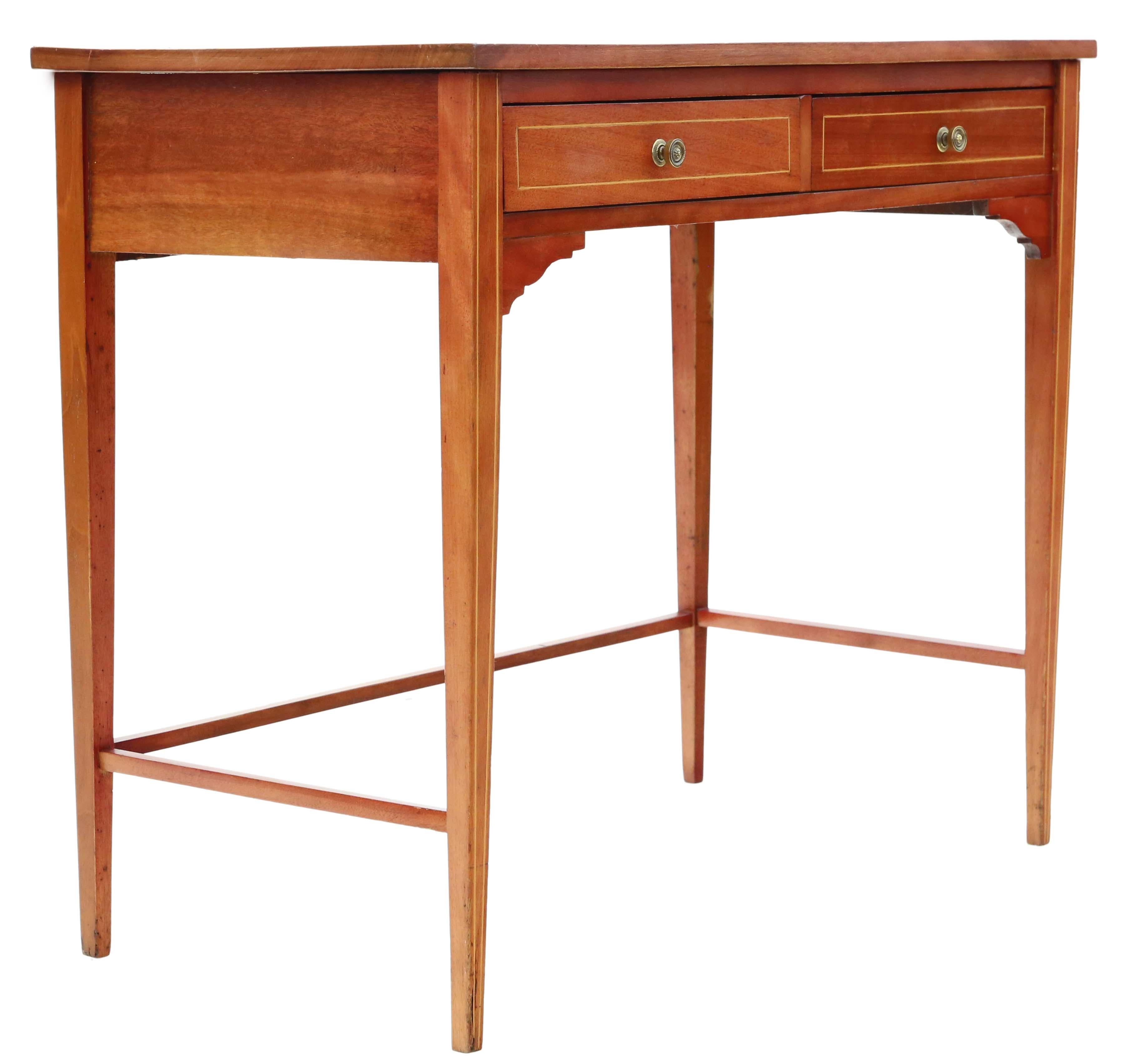 Wood Antique quality Georgian revival mahogany writing side dressing table desk C1905 For Sale