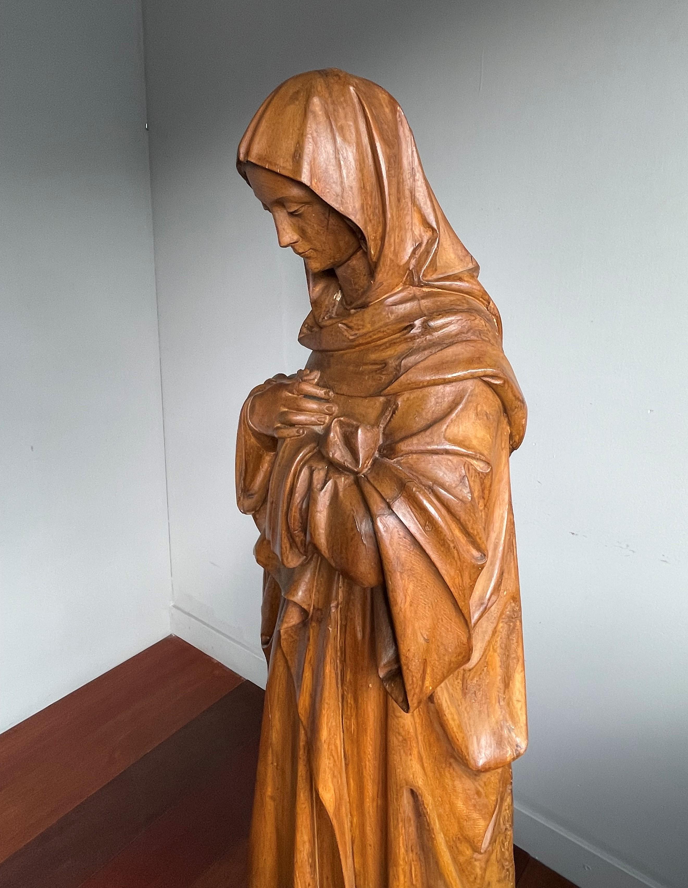 Antique Quality Hand Carved Life-Size Statue of Mother Mary Crushing The Serpent 1