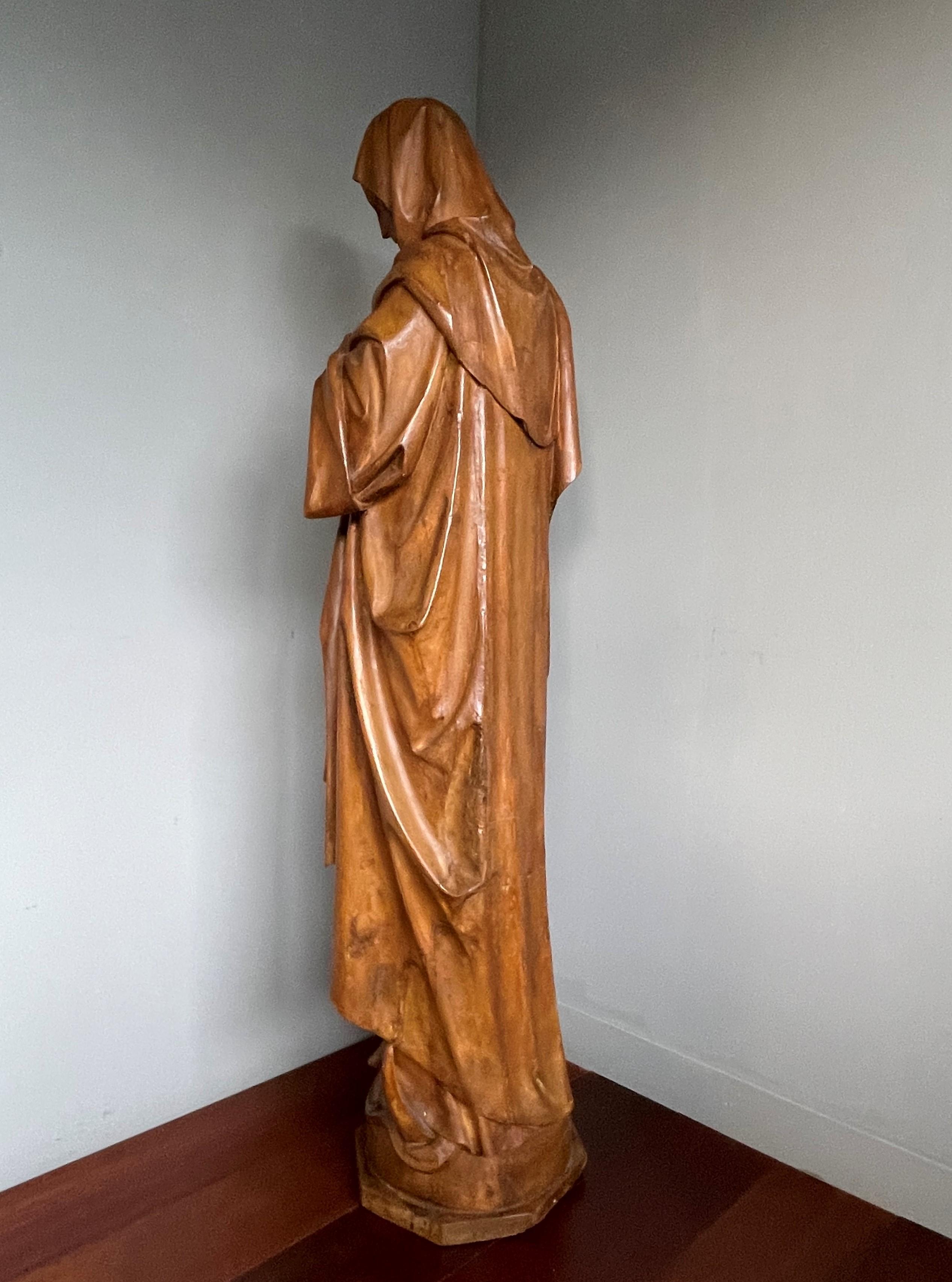 Antique Quality Hand Carved Life-Size Statue of Mother Mary Crushing The Serpent 2