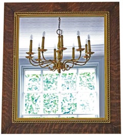 Antique quality large gilt and oak 19th Century overmantle or wall mirror