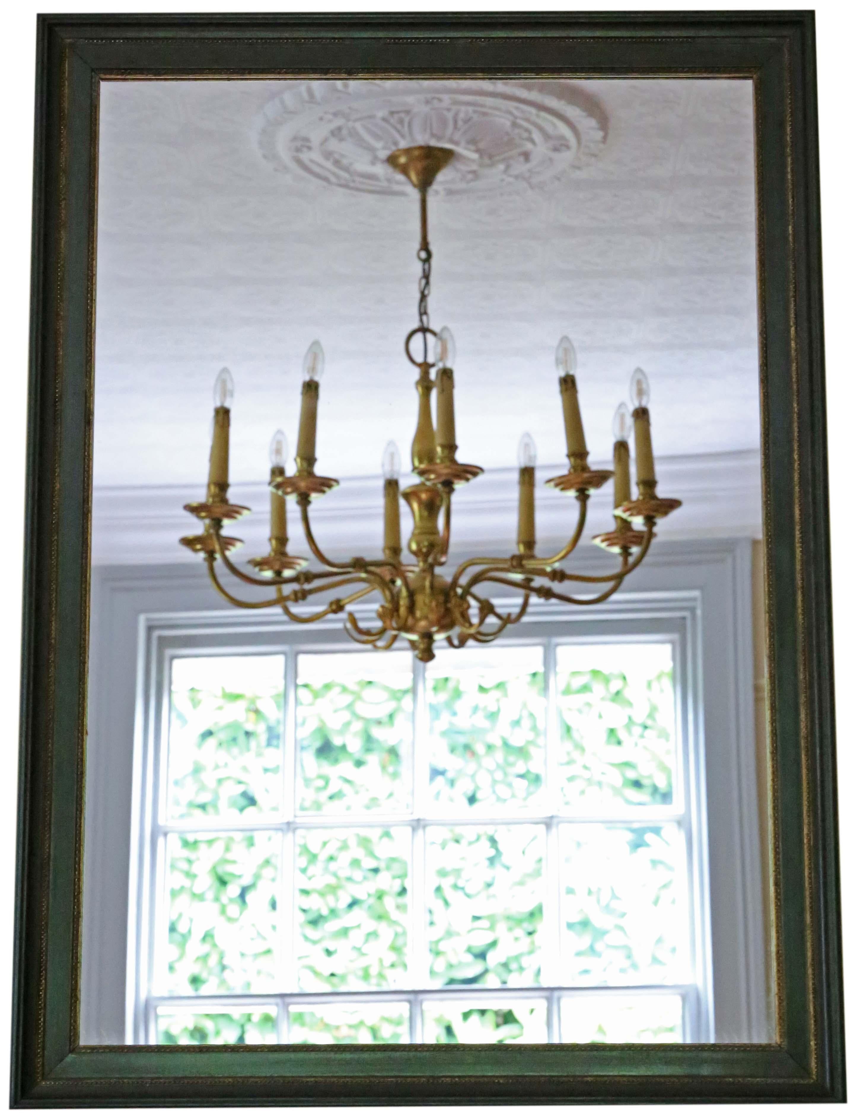 Antique quality large green and gilt C1910 overmantle or wall mirror with a lovely charm and elegance. At the time of listing, we have two of these and so could possibly supply a pair.

This is a lovely, rare mirror and a great decorative find.

An