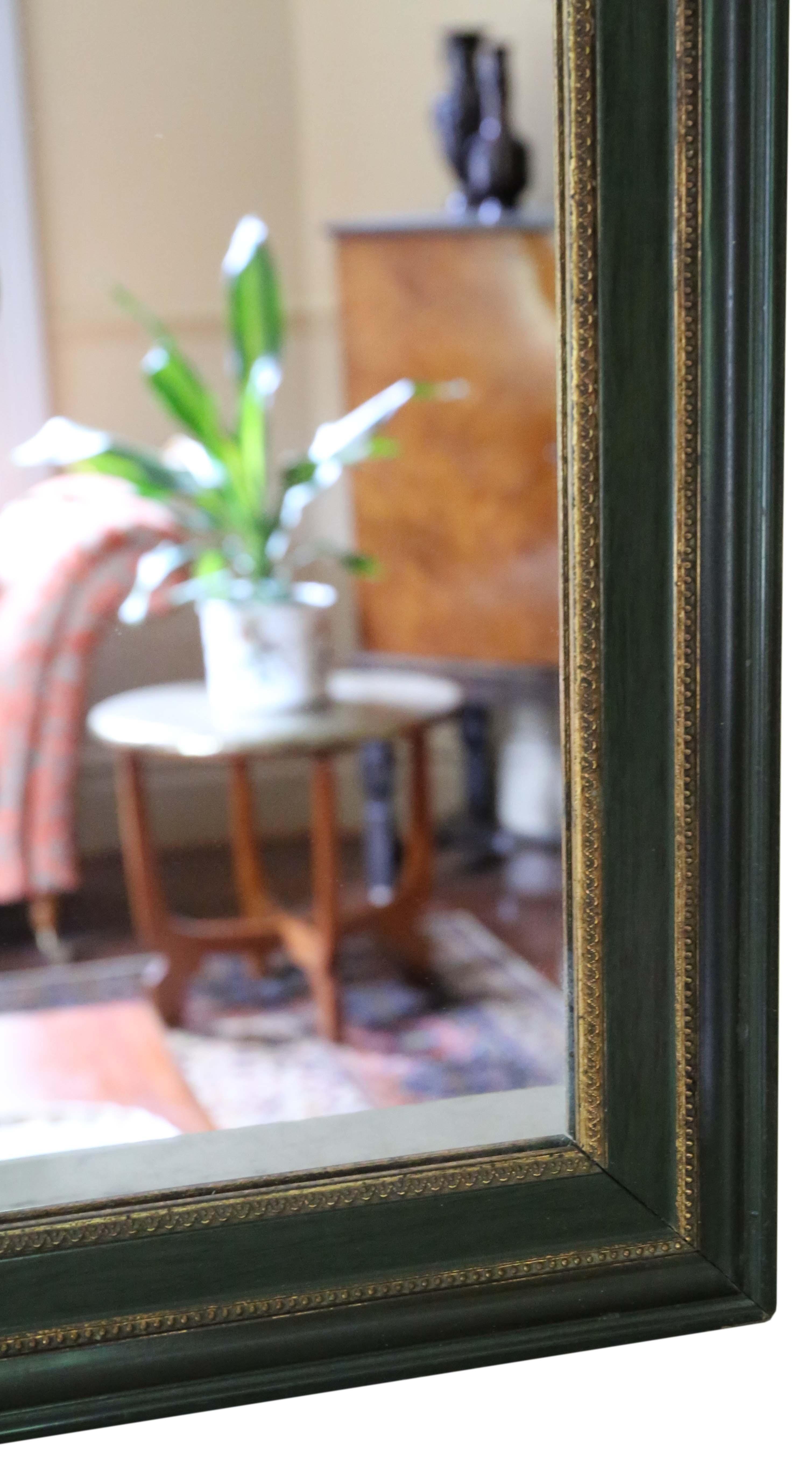 Glass Antique quality large green and gilt C1910 overmantle or wall mirror