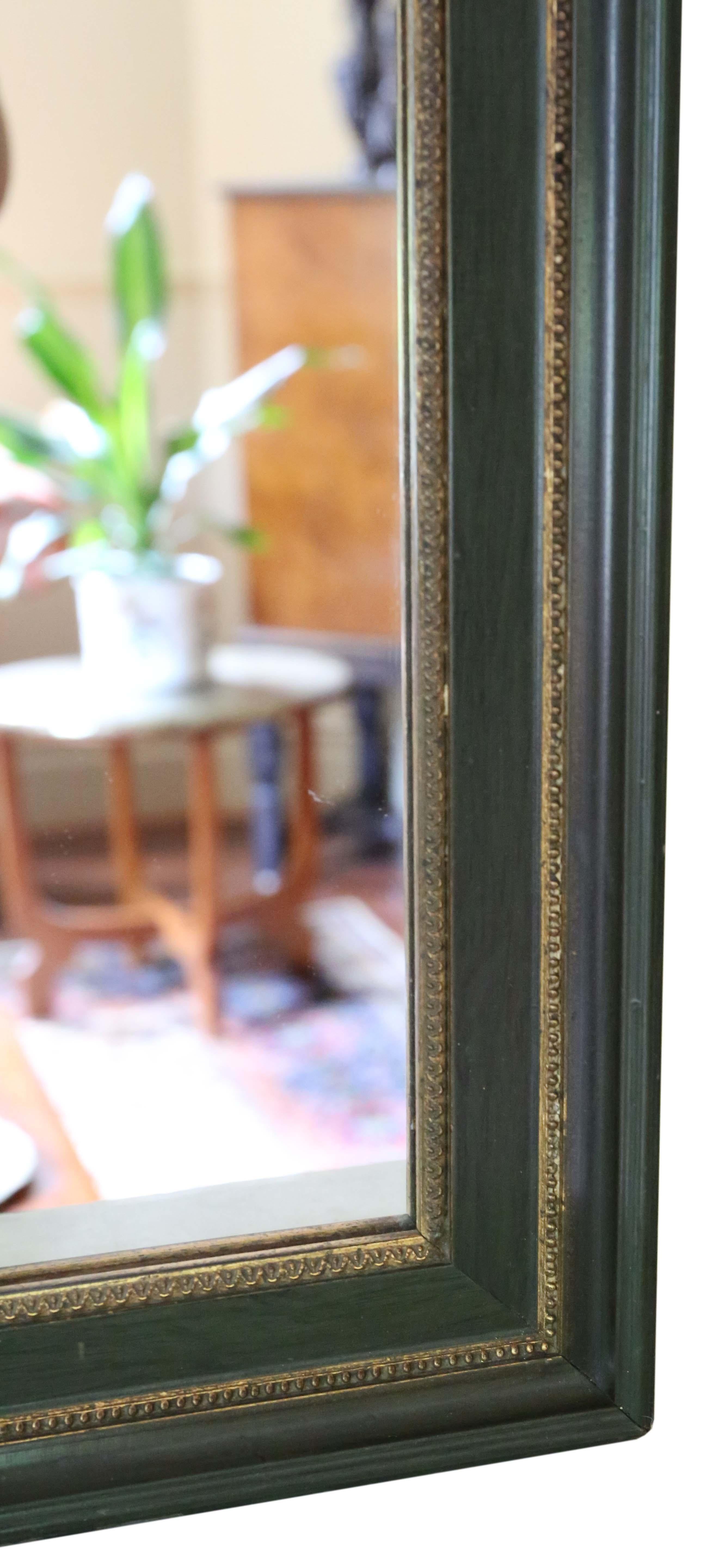 Glass Antique quality large green and gilt overmantle or wall mirror C1910