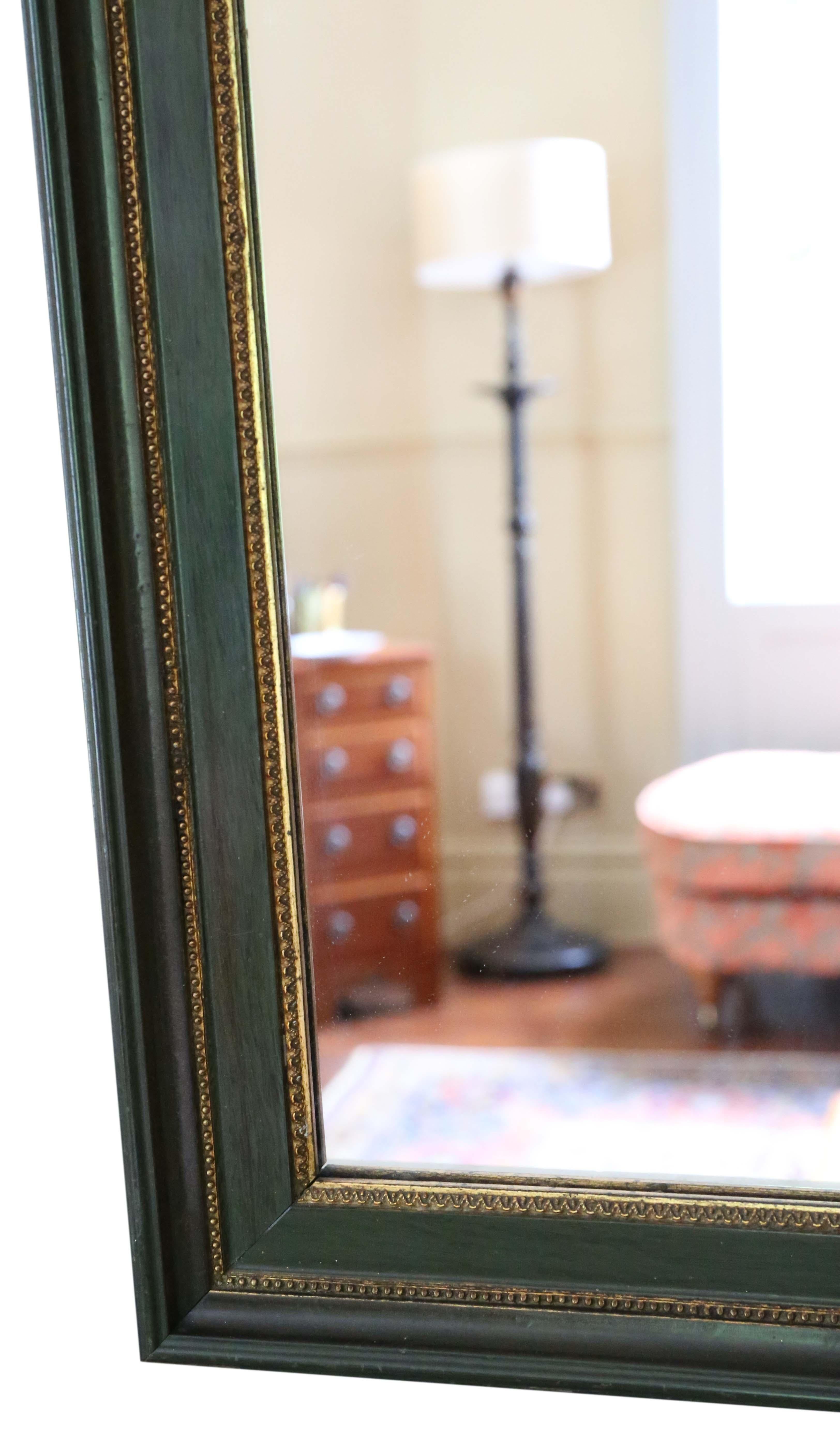 Antique quality large green and gilt overmantle or wall mirror C1910 1