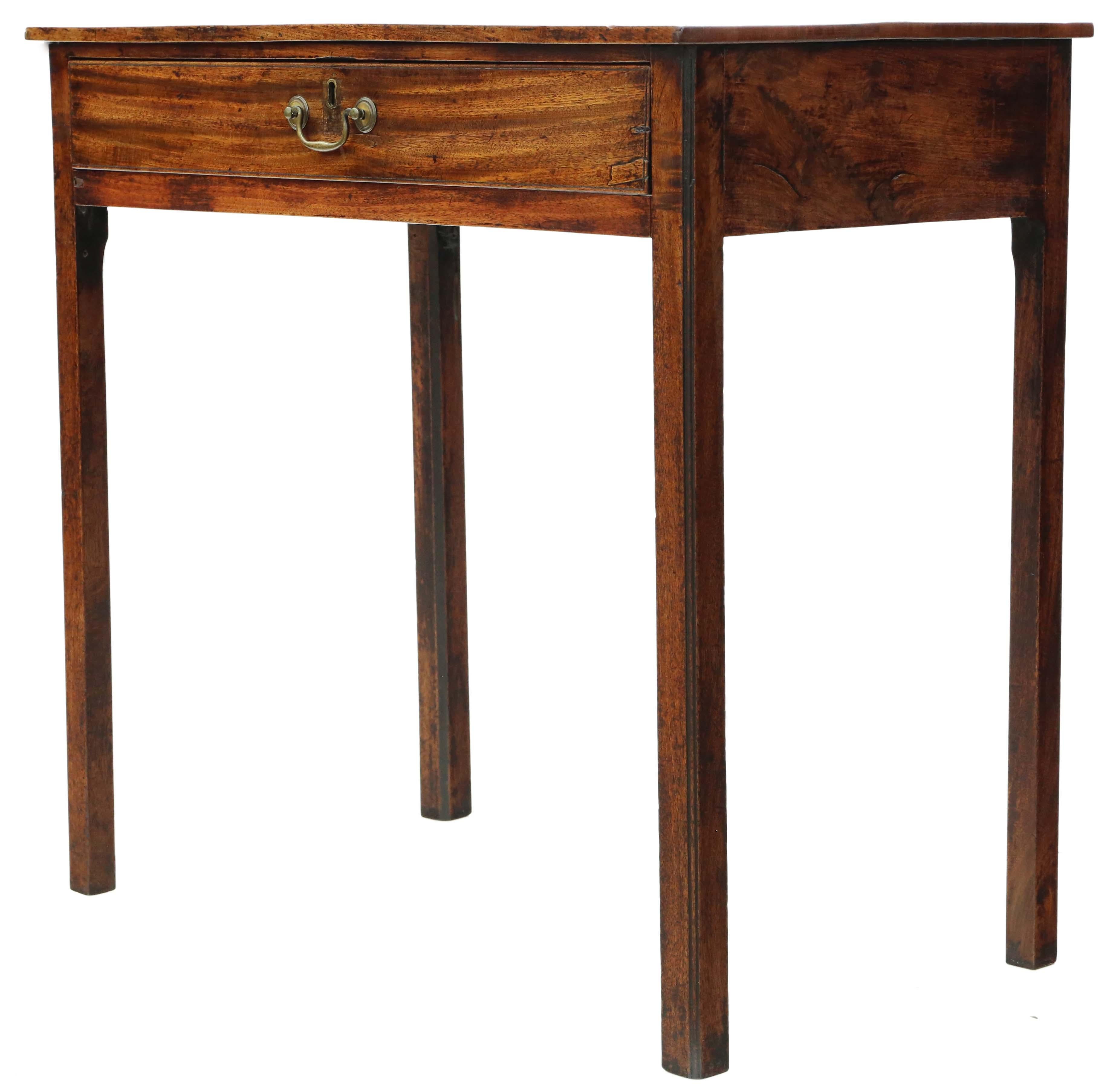 Wood Antique quality late 18th Century mahogany writing side dressing table desk For Sale