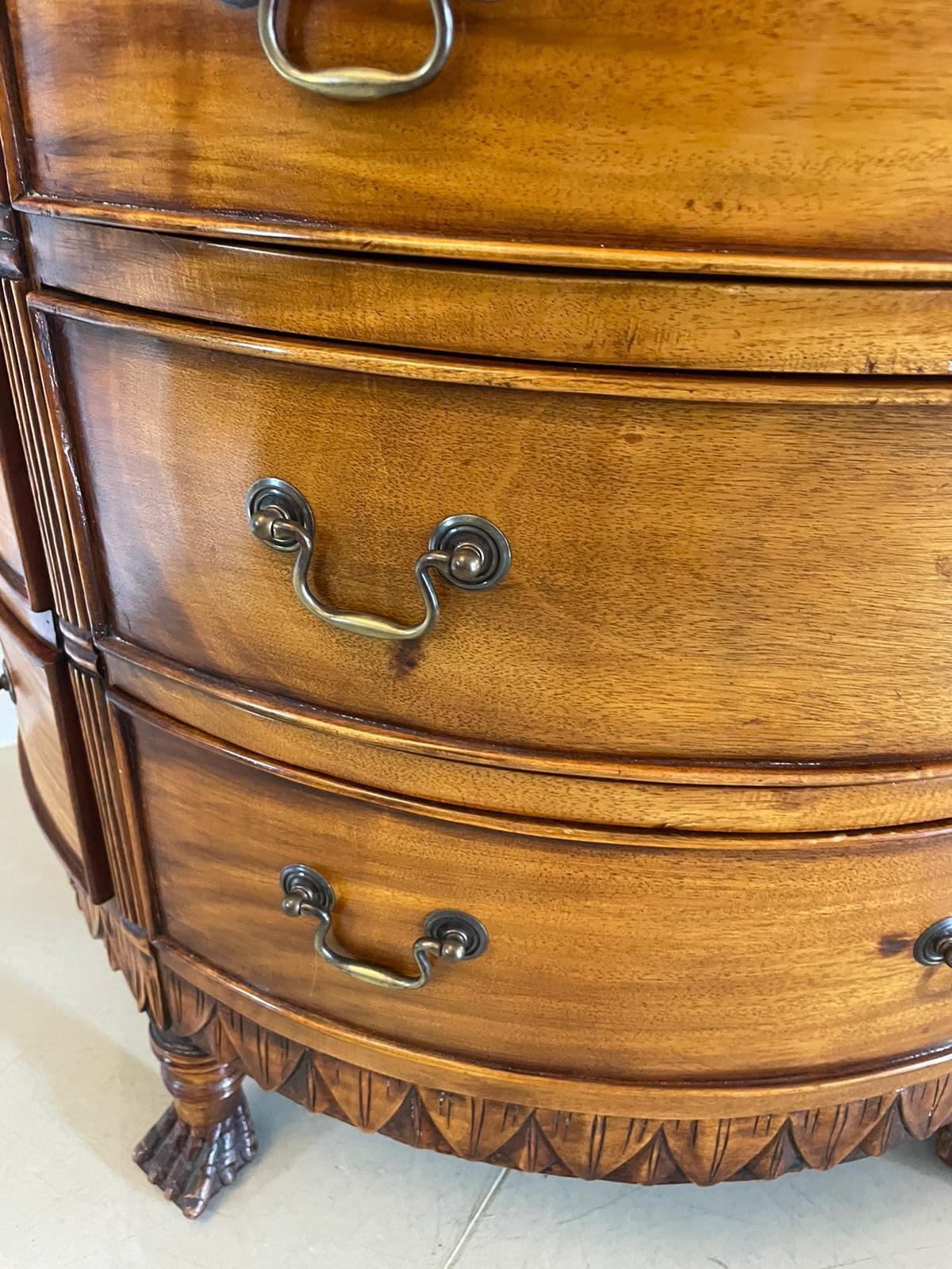 Antique Quality Mahogany and Satinwood Demi Lune Shaped Chest of 12 Drawers In Good Condition In Suffolk, GB