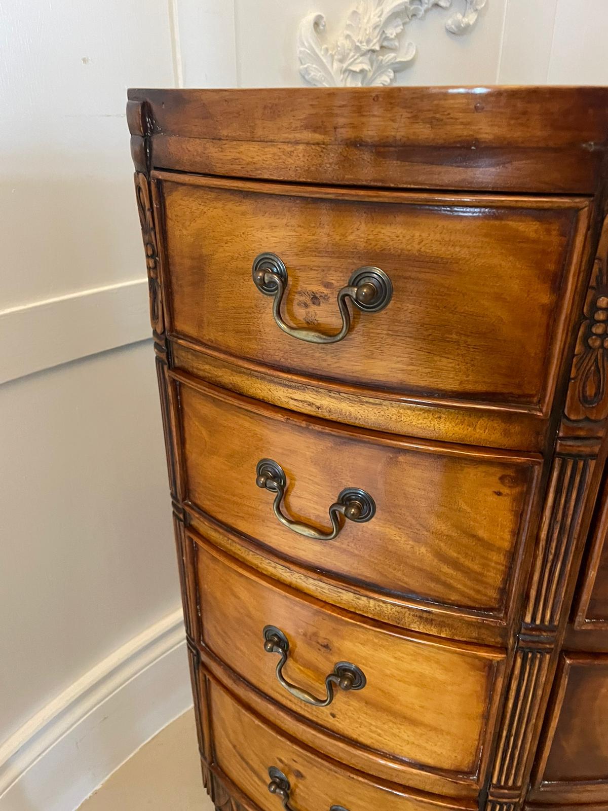 20th Century Antique Quality Mahogany and Satinwood Demi Lune Shaped Chest of 12 Drawers