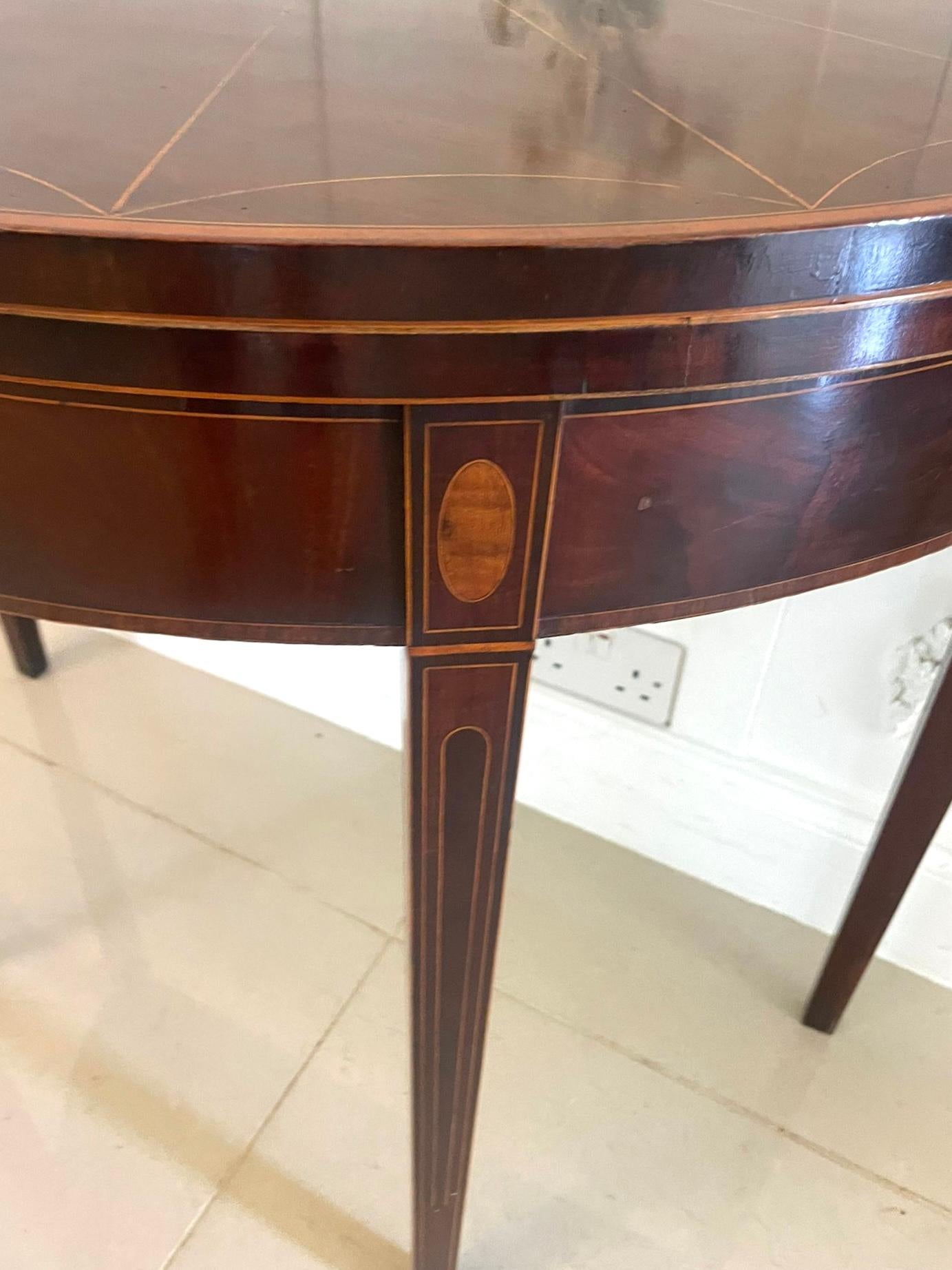 Other Antique Quality Mahogany and Satinwood Inlaid Demi Lune Shaped Console Table For Sale