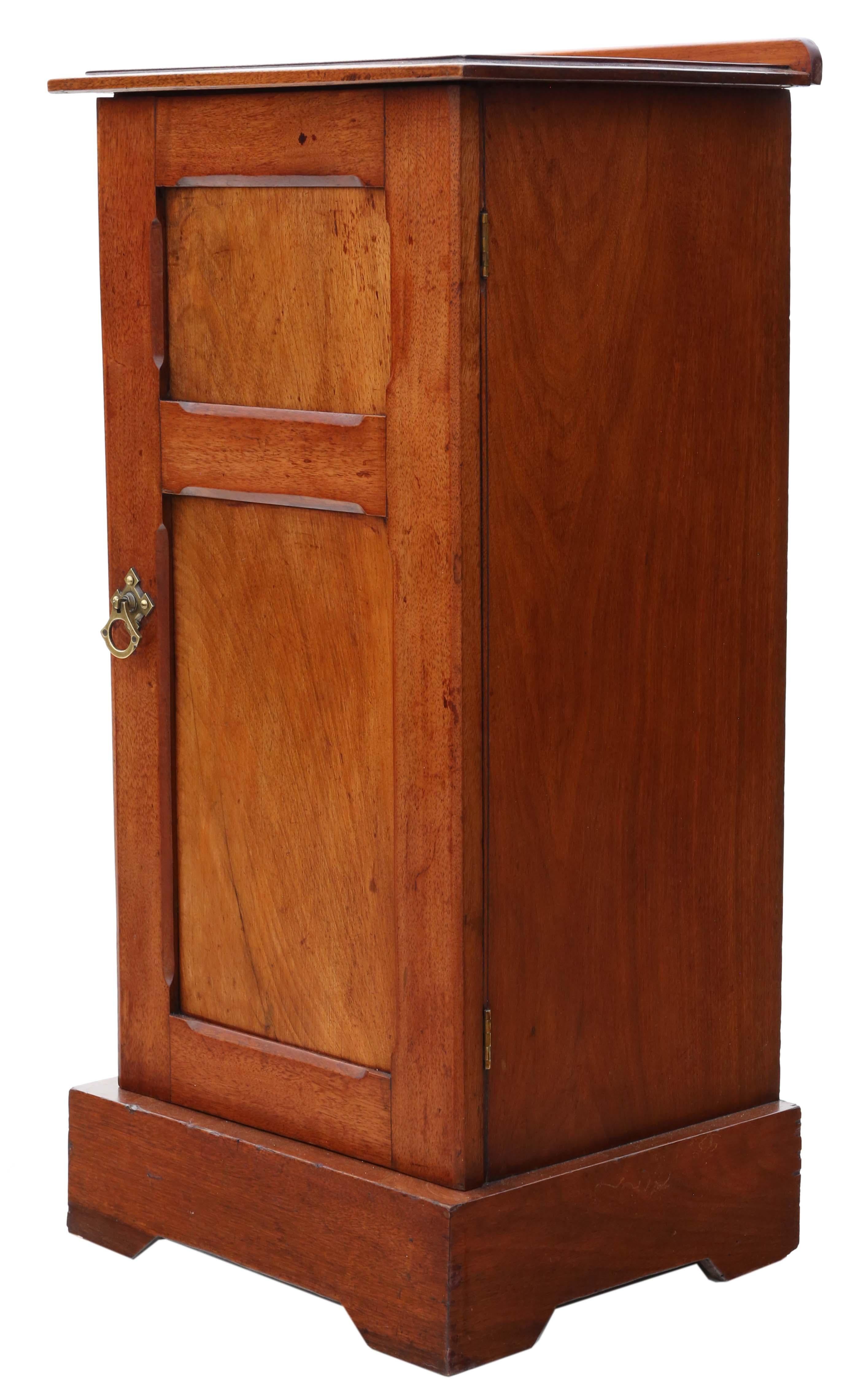 Mahogany Antique quality mahogany bedside table cupboard Arts and Crafts late 19th C For Sale