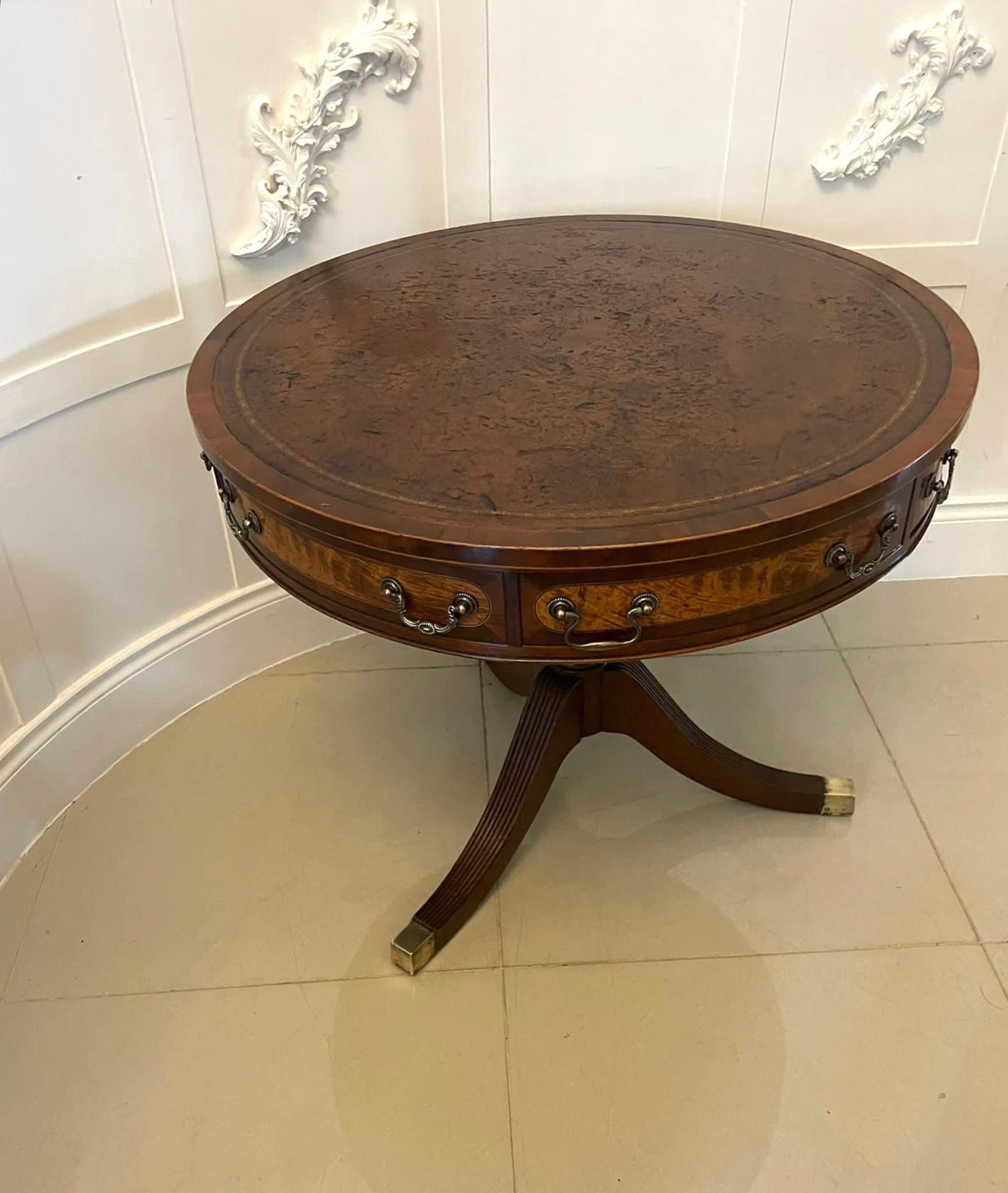 English Antique Quality Mahogany Small Drum Table For Sale