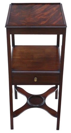 Antique quality mahogany washstand bedside table Georgian nightstand 19th C