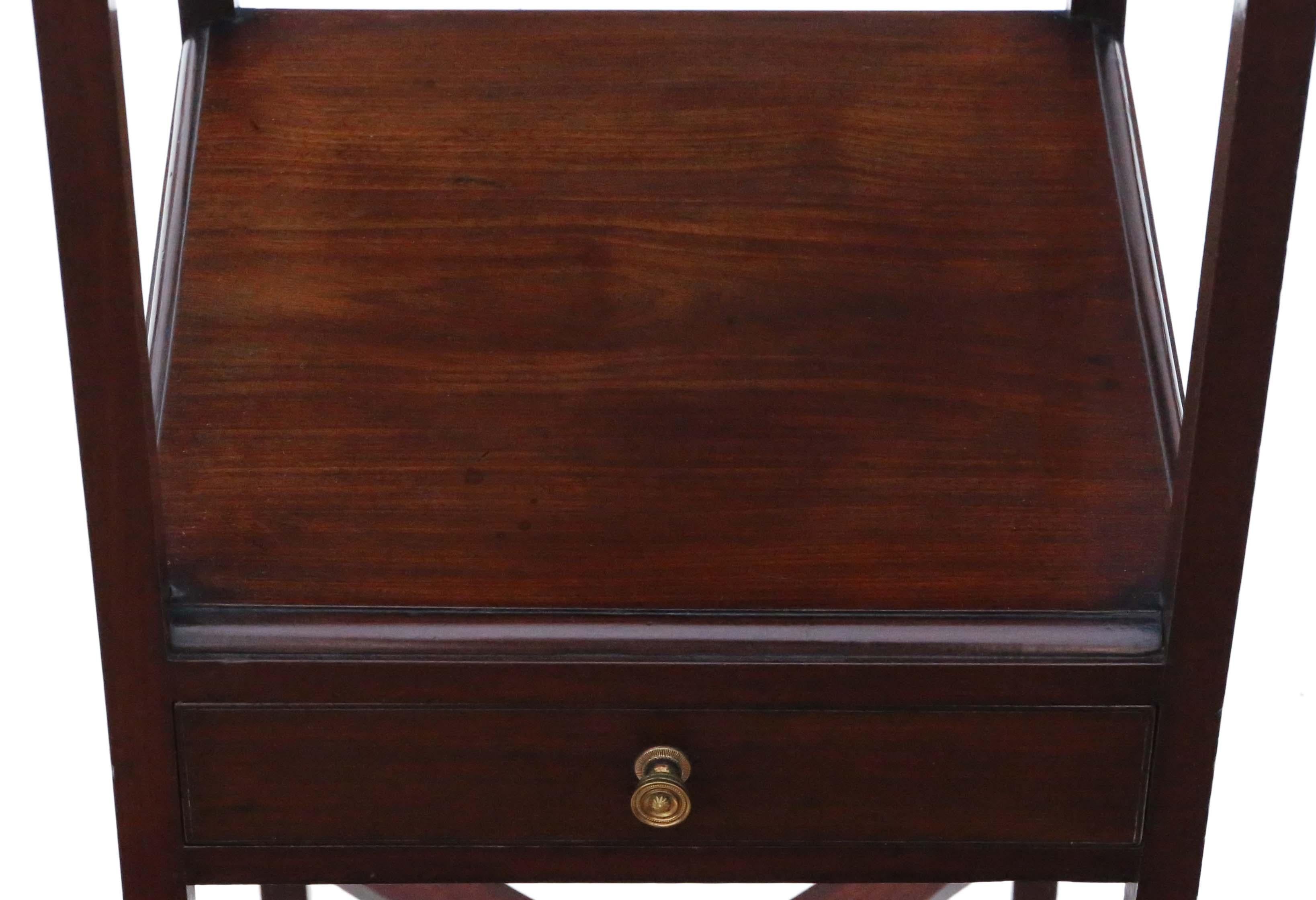 19th Century  Antique quality mahogany washstand bedside table Georgian nightstand 19th C For Sale